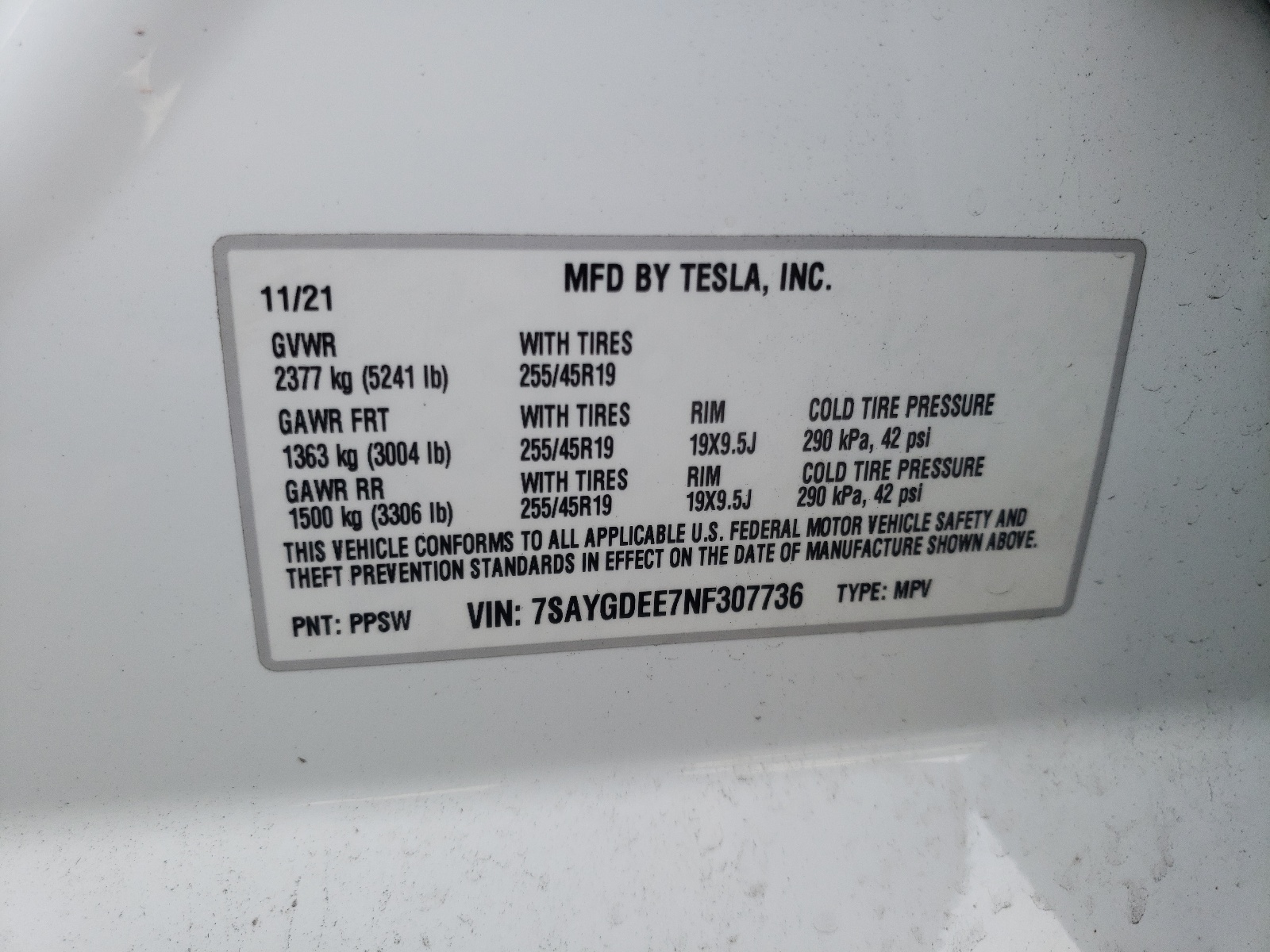 7SAYGDEE7NF307736 2022 Tesla Model Y