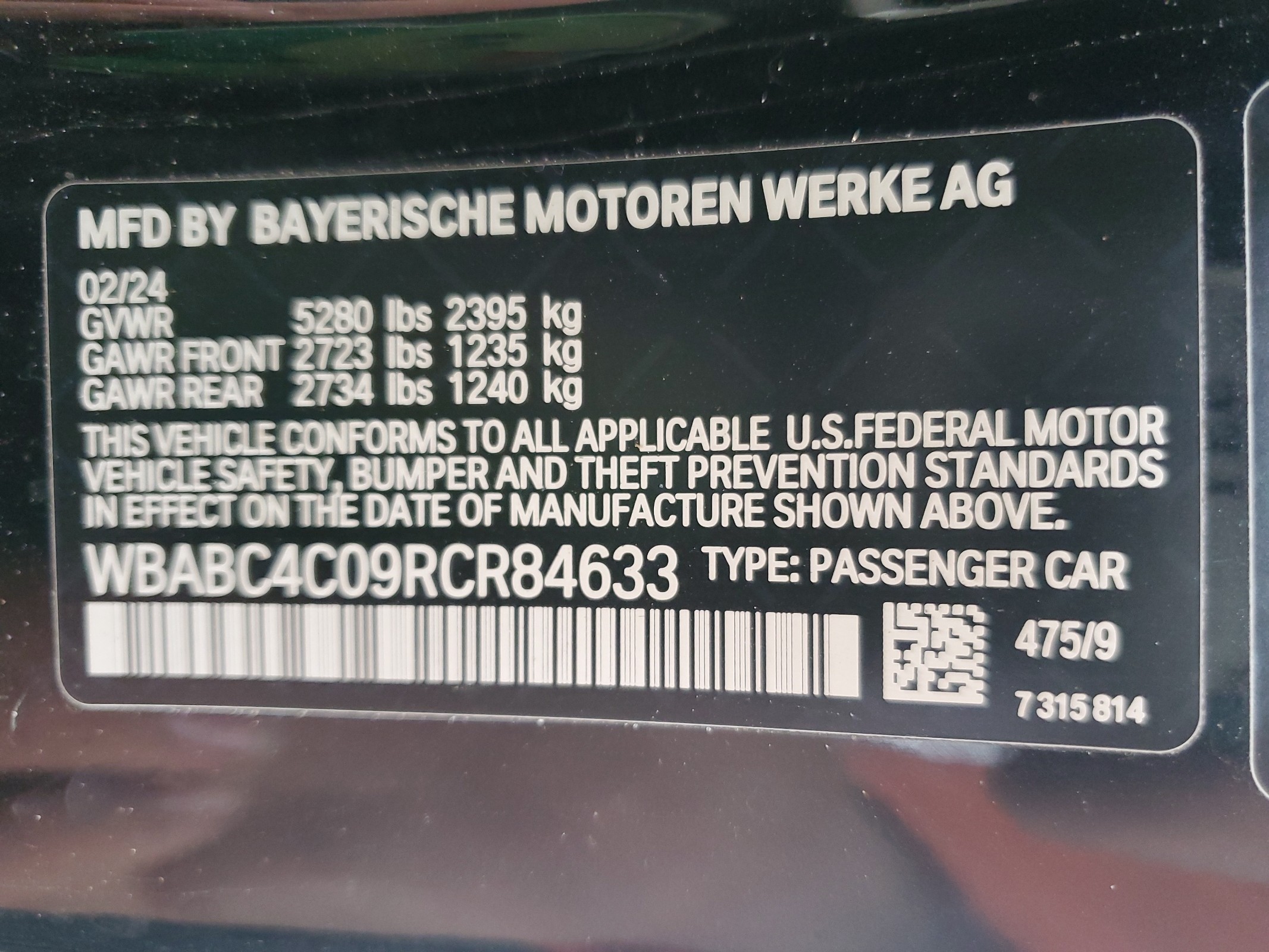 WBABC4C09RCR84633 2024 BMW M850Xi