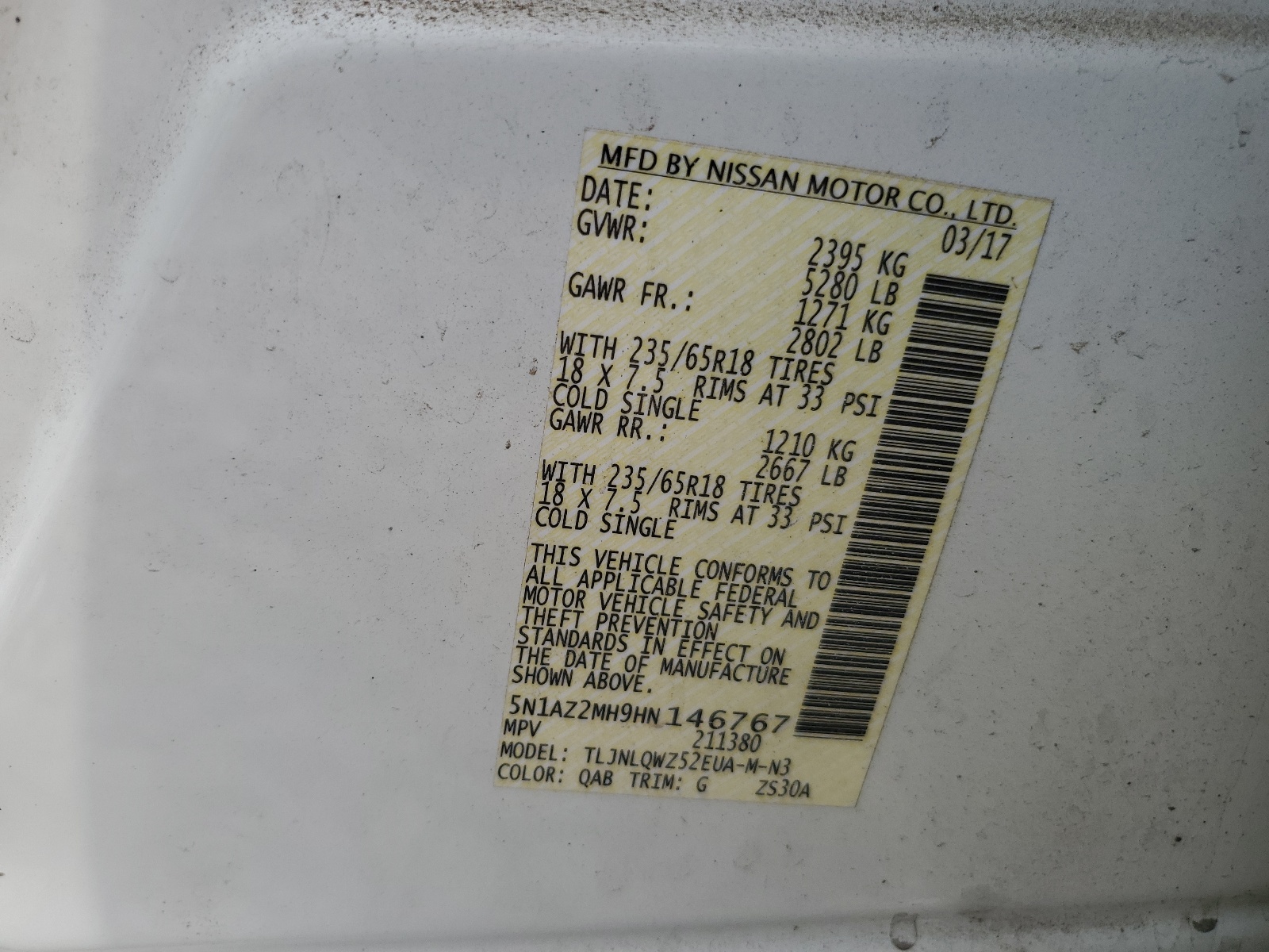 5N1AZ2MH9HN146767 2017 Nissan Murano S