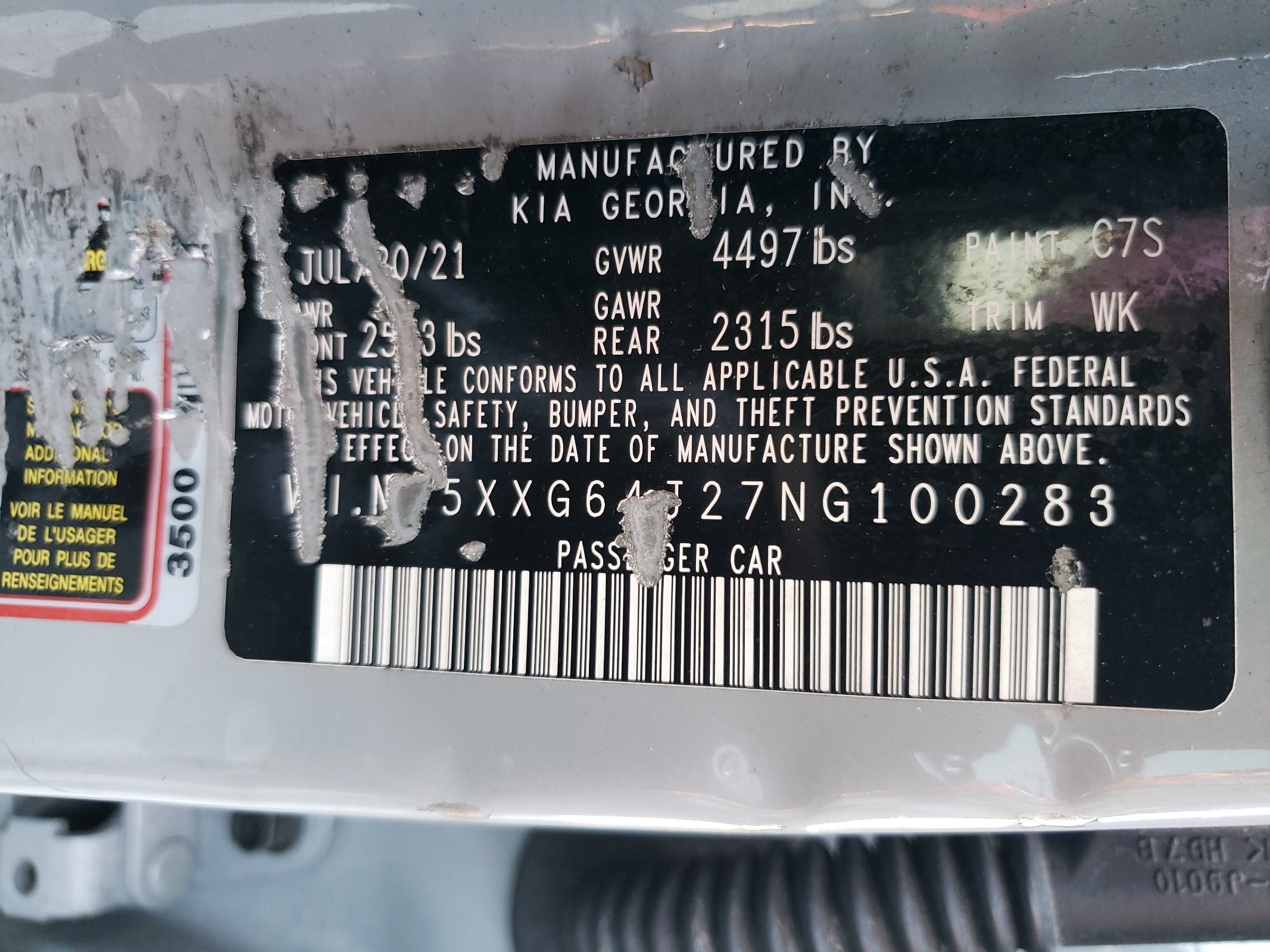 5XXG64J27NG100283 2022 Kia K5 Gt Line