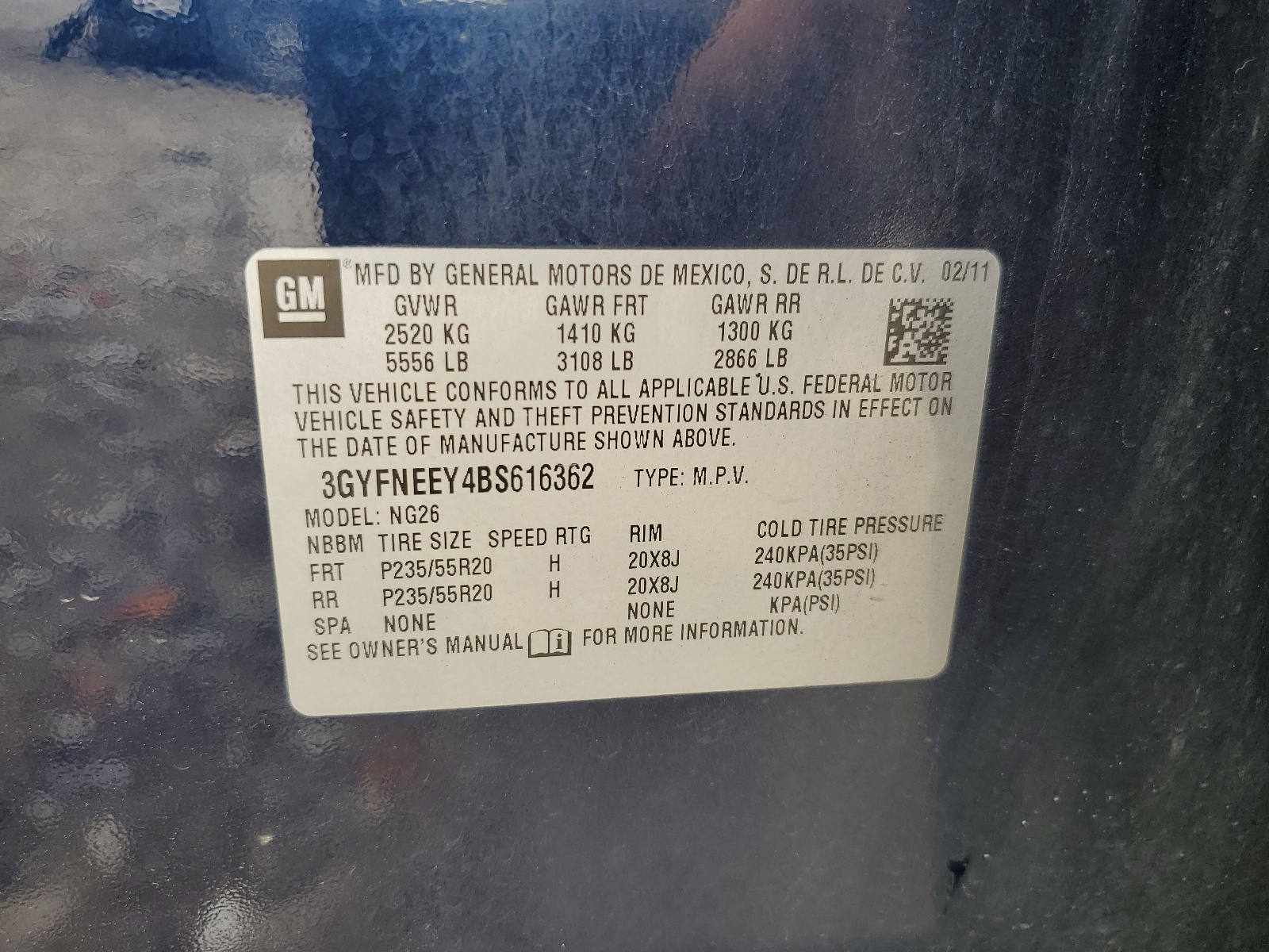 3GYFNEEY4BS616362 2011 Cadillac Srx Performance Collection