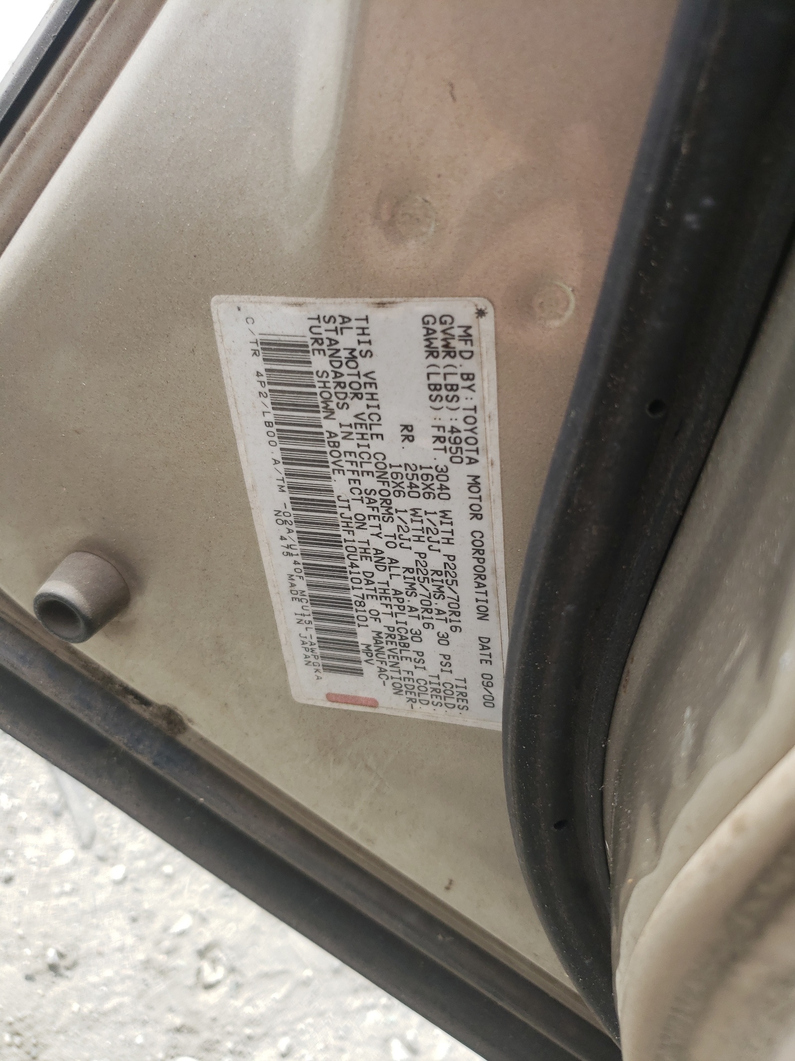 JTJHF10U410178101 2001 Lexus Rx 300