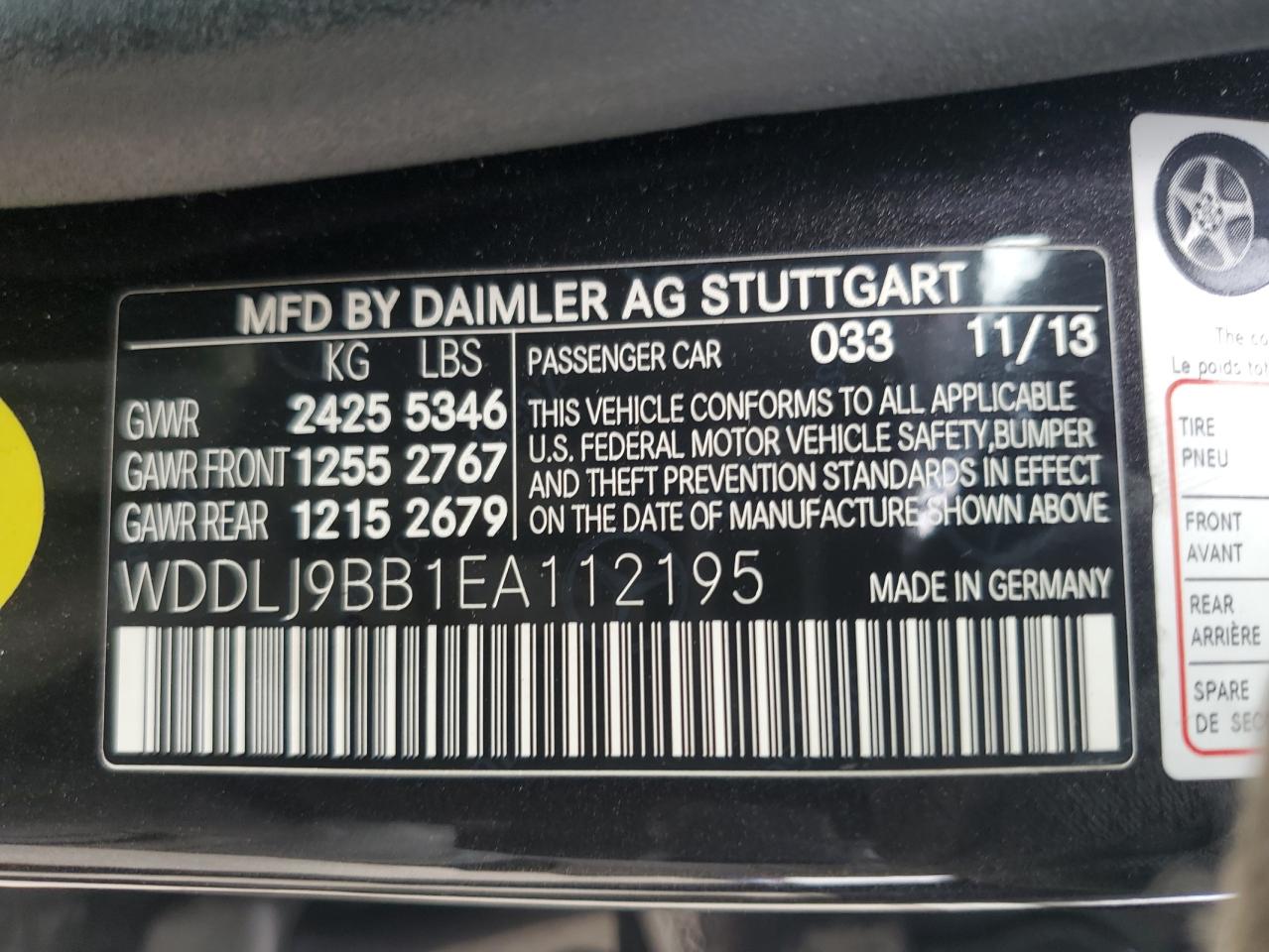 WDDLJ9BB1EA112195 2014 Mercedes-Benz Cls 550 4Matic