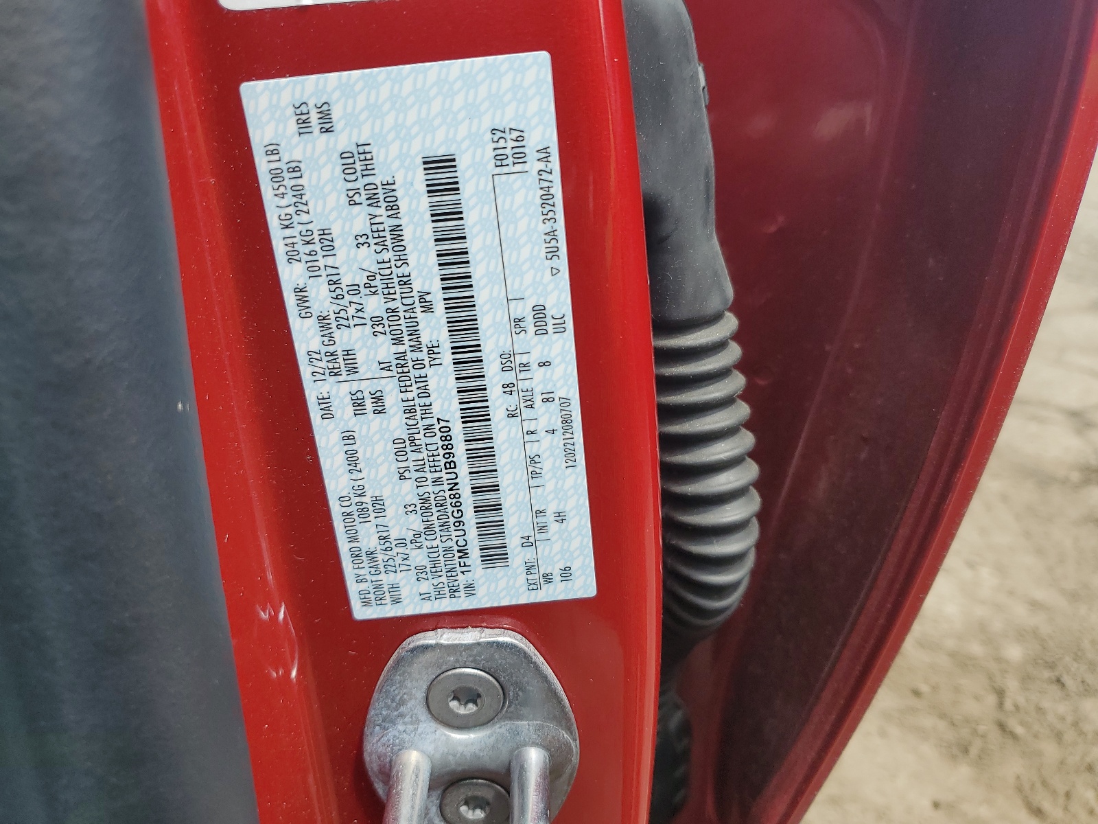 1FMCU9G68NUB98807 2022 Ford Escape Se