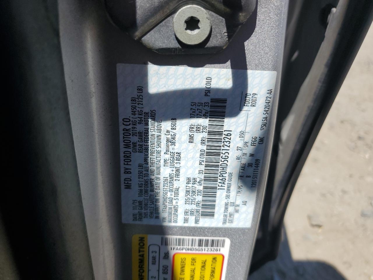 2016 Ford Fusion Se VIN: 1FA6P0HD5G5123261 Lot: 62060724