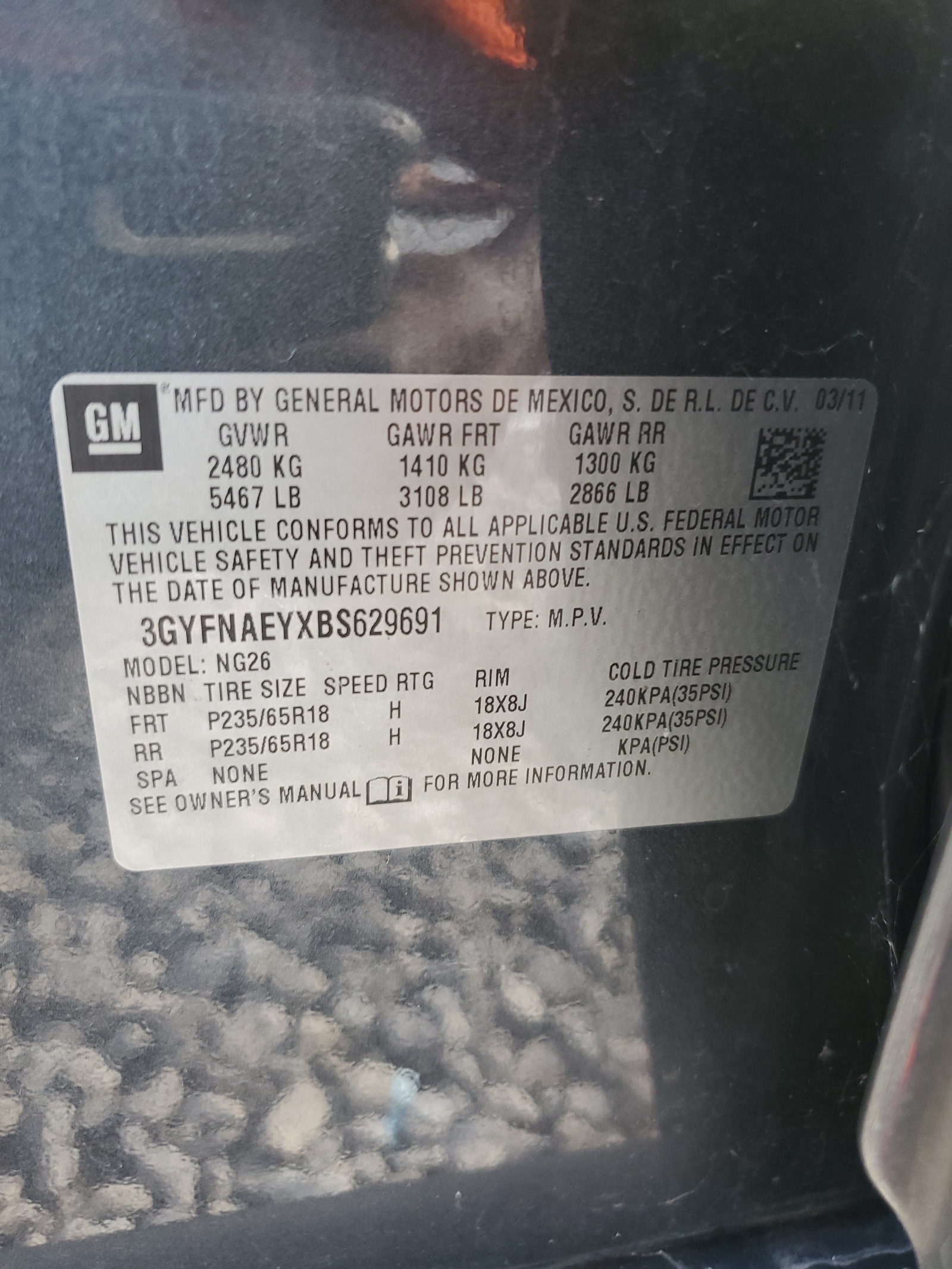 3GYFNAEYXBS629691 2011 Cadillac Srx Luxury Collection