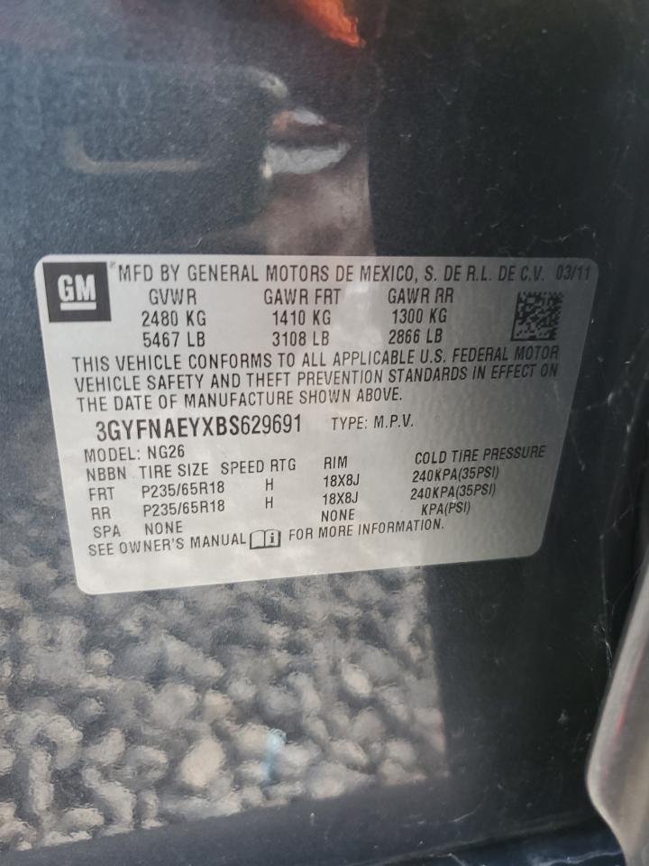 2011 Cadillac Srx Luxury Collection VIN: 3GYFNAEYXBS629691 Lot: 63291424