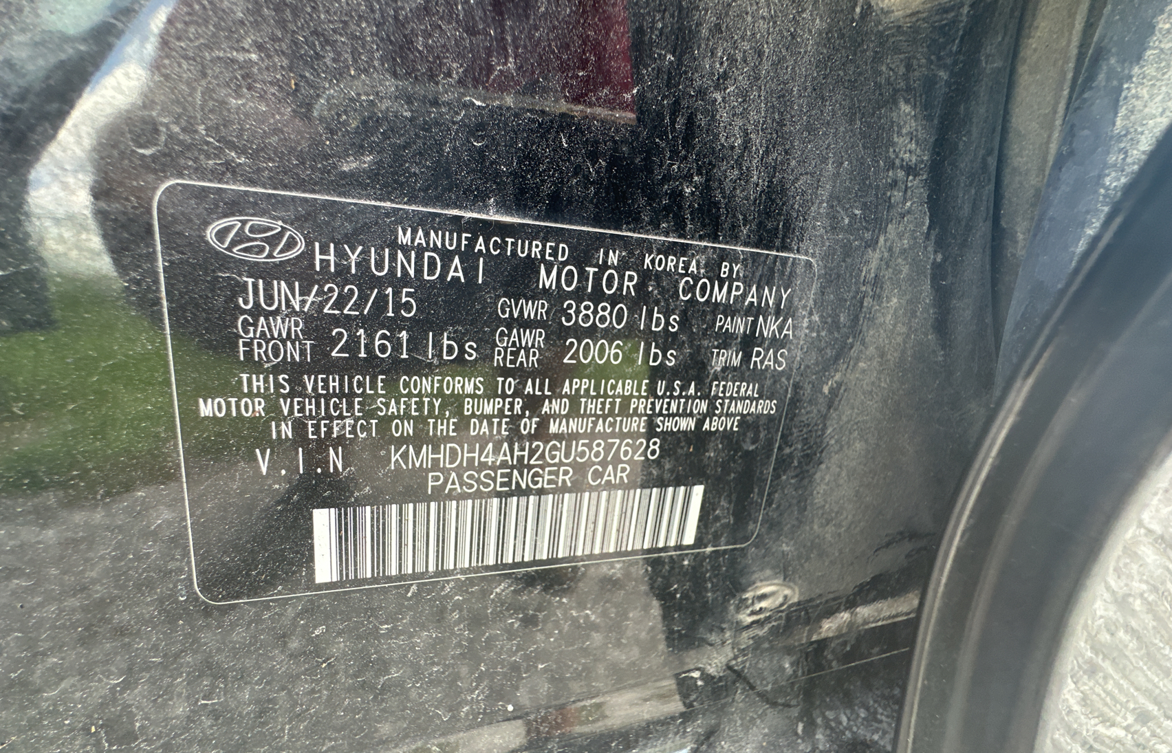 KMHDH4AH2GU587628 2016 Hyundai Elantra Se