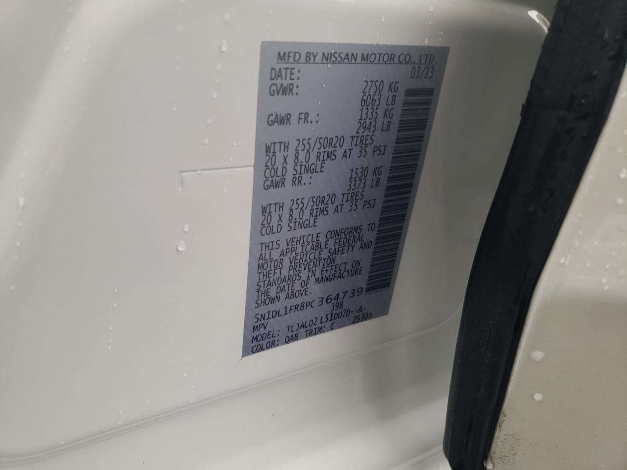 2023 Infiniti Qx60 Luxe VIN: 5N1DL1FR8PC364739 Lot: 64639424