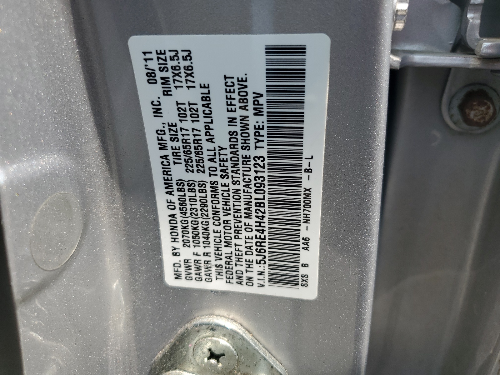 5J6RE4H42BL093123 2011 Honda Cr-V Se