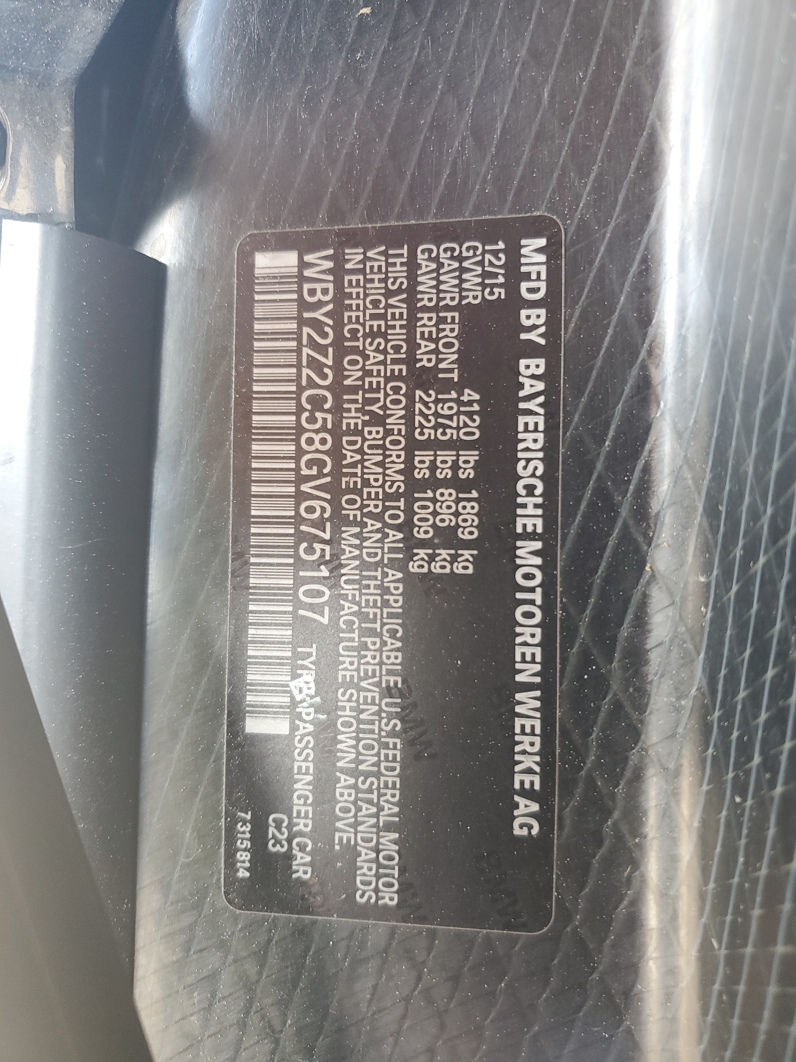 WBY2Z2C58GV675107 2016 BMW I8