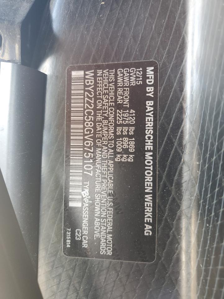 2016 BMW I8 VIN: WBY2Z2C58GV675107 Lot: 61409224