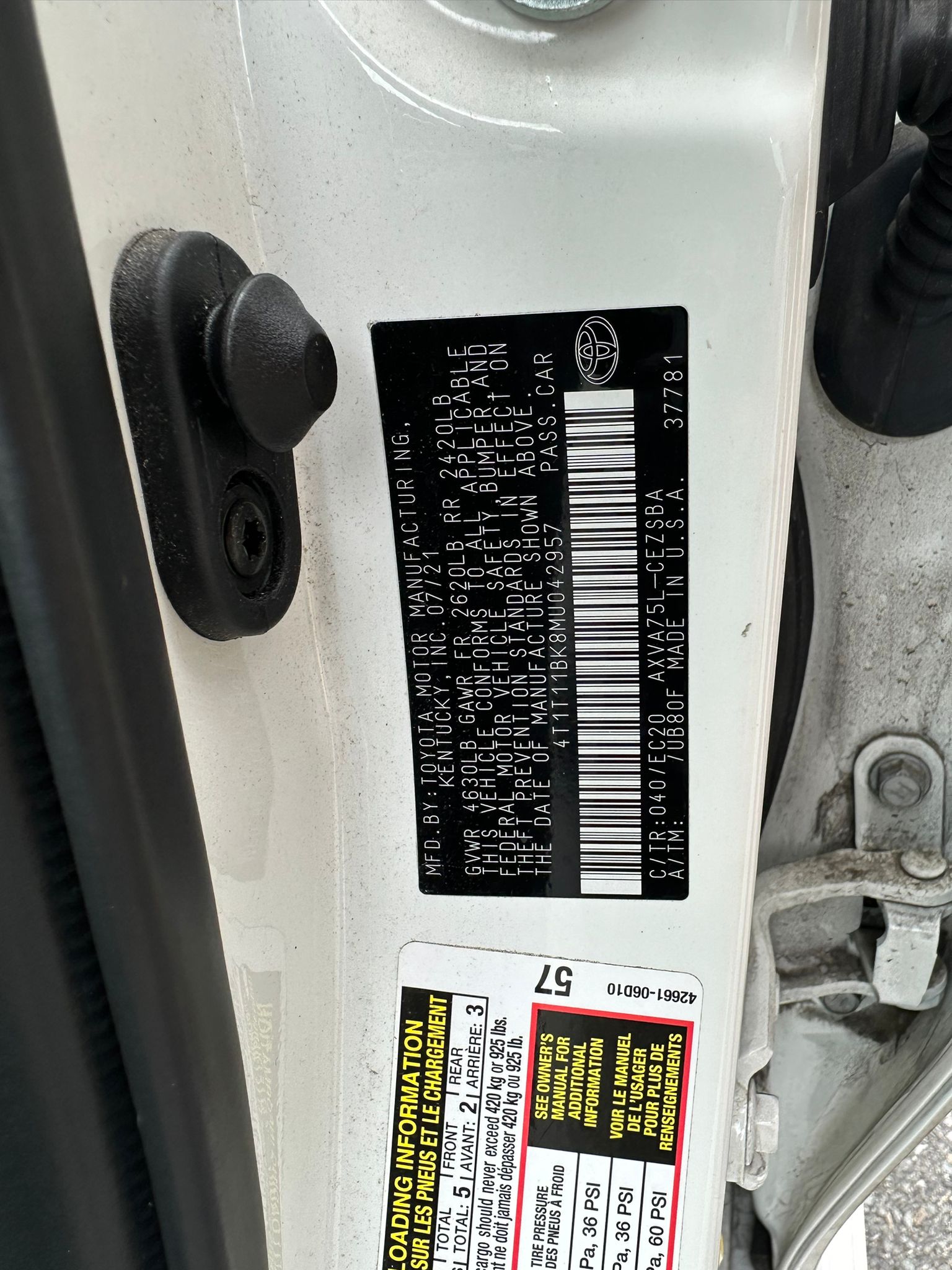 2021 Toyota Camry Se vin: 4T1T11BK8MU042957