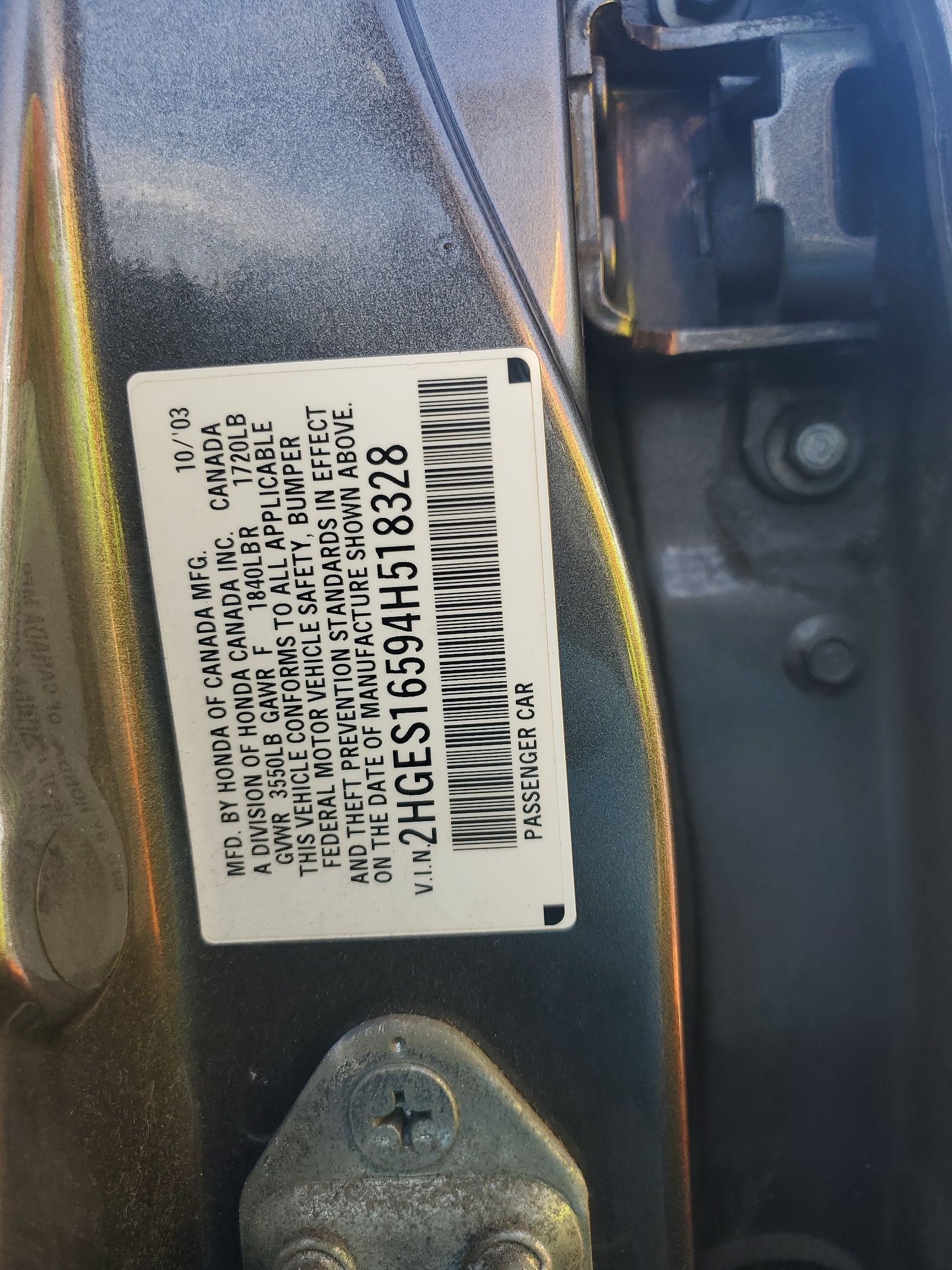 2HGES16594H518328 2004 Honda Civic Lx