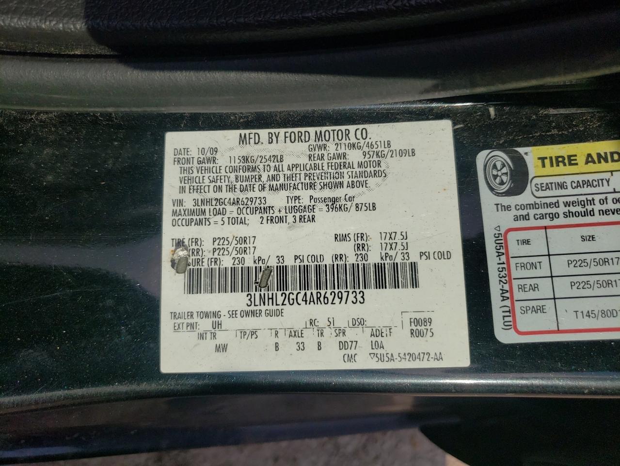 3LNHL2GC4AR629733 2010 Lincoln Mkz