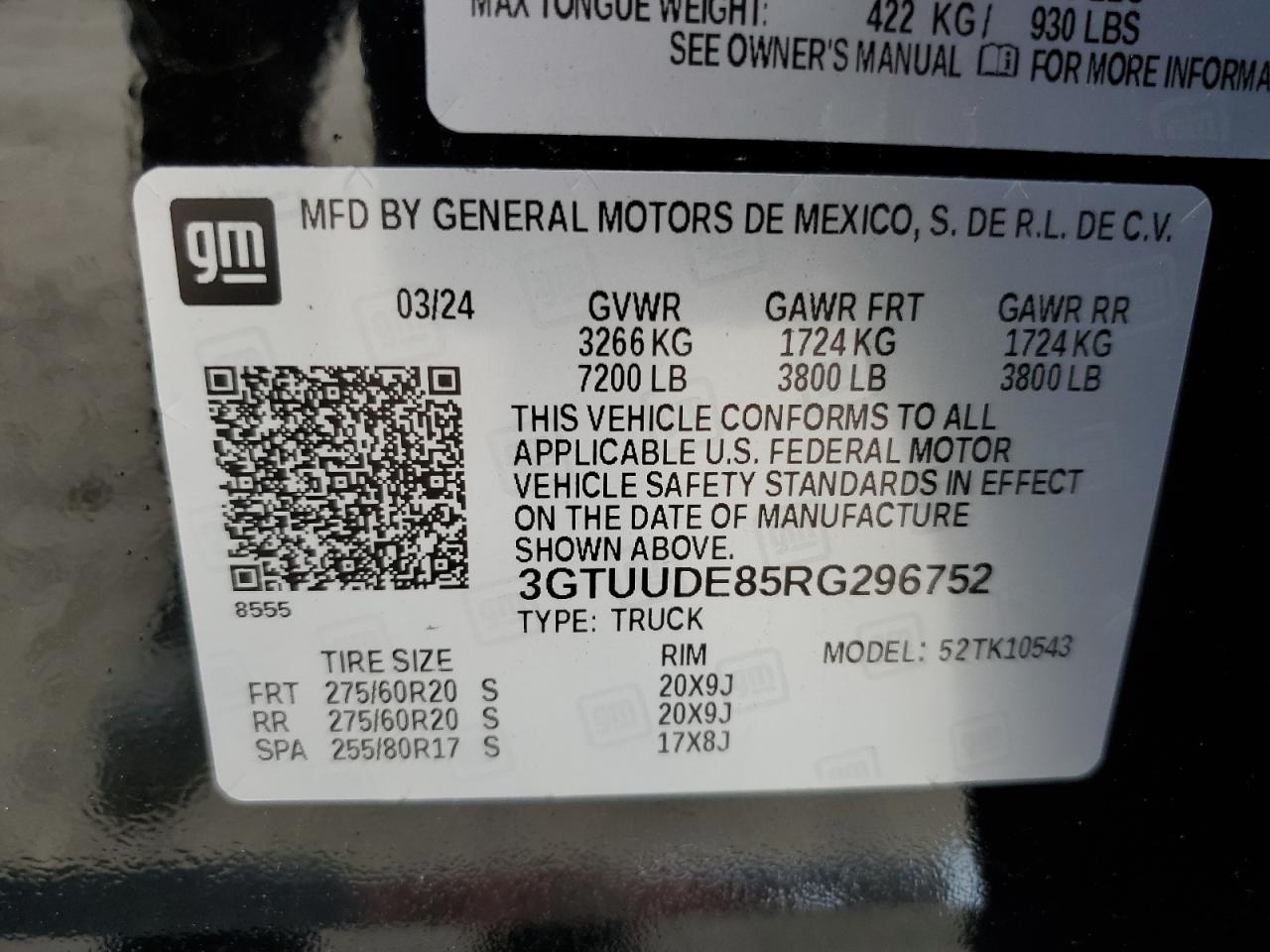 3GTUUDE85RG296752 2024 GMC Sierra K1500 Slt