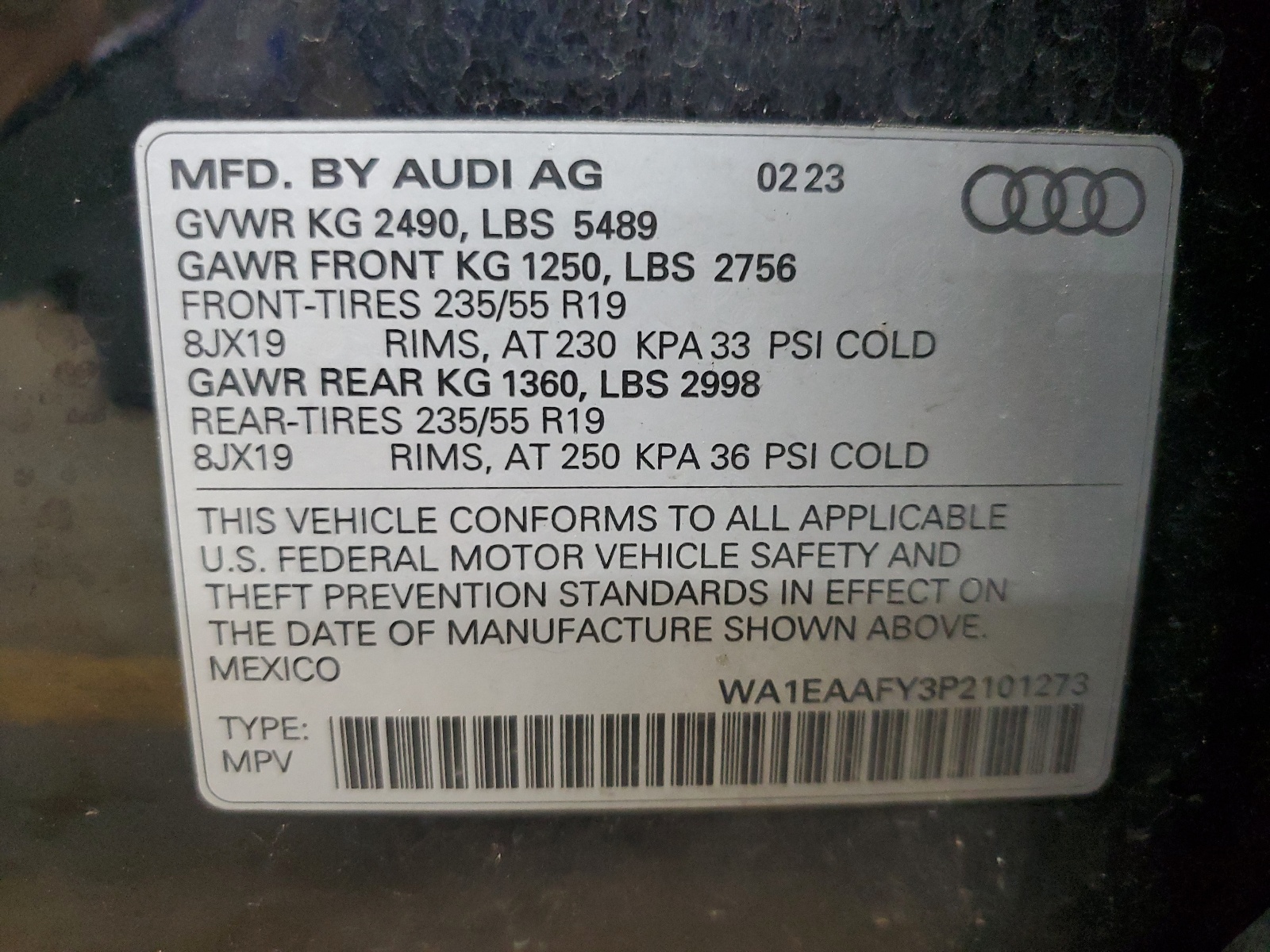 WA1EAAFY3P2101273 2023 Audi Q5 Premium Plus 45