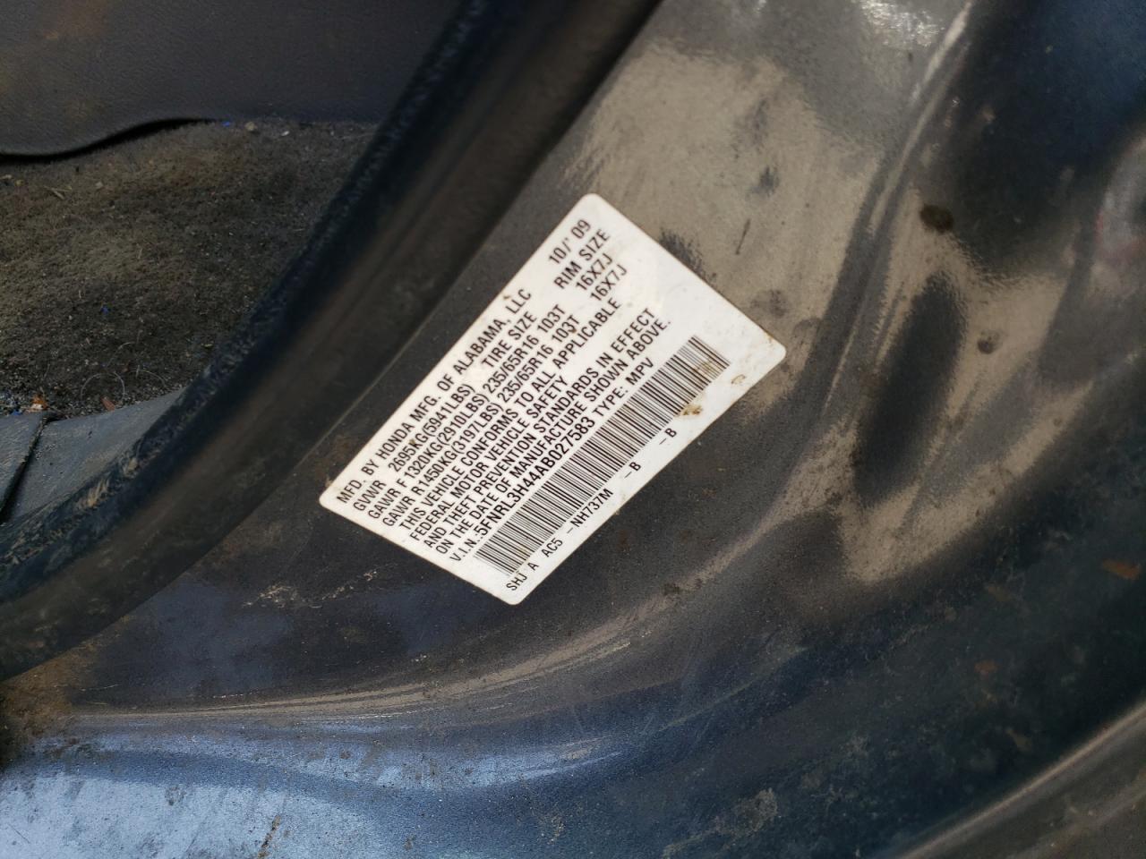 2010 Honda Odyssey Ex VIN: 5FNRL3H44AB027583 Lot: 63565374