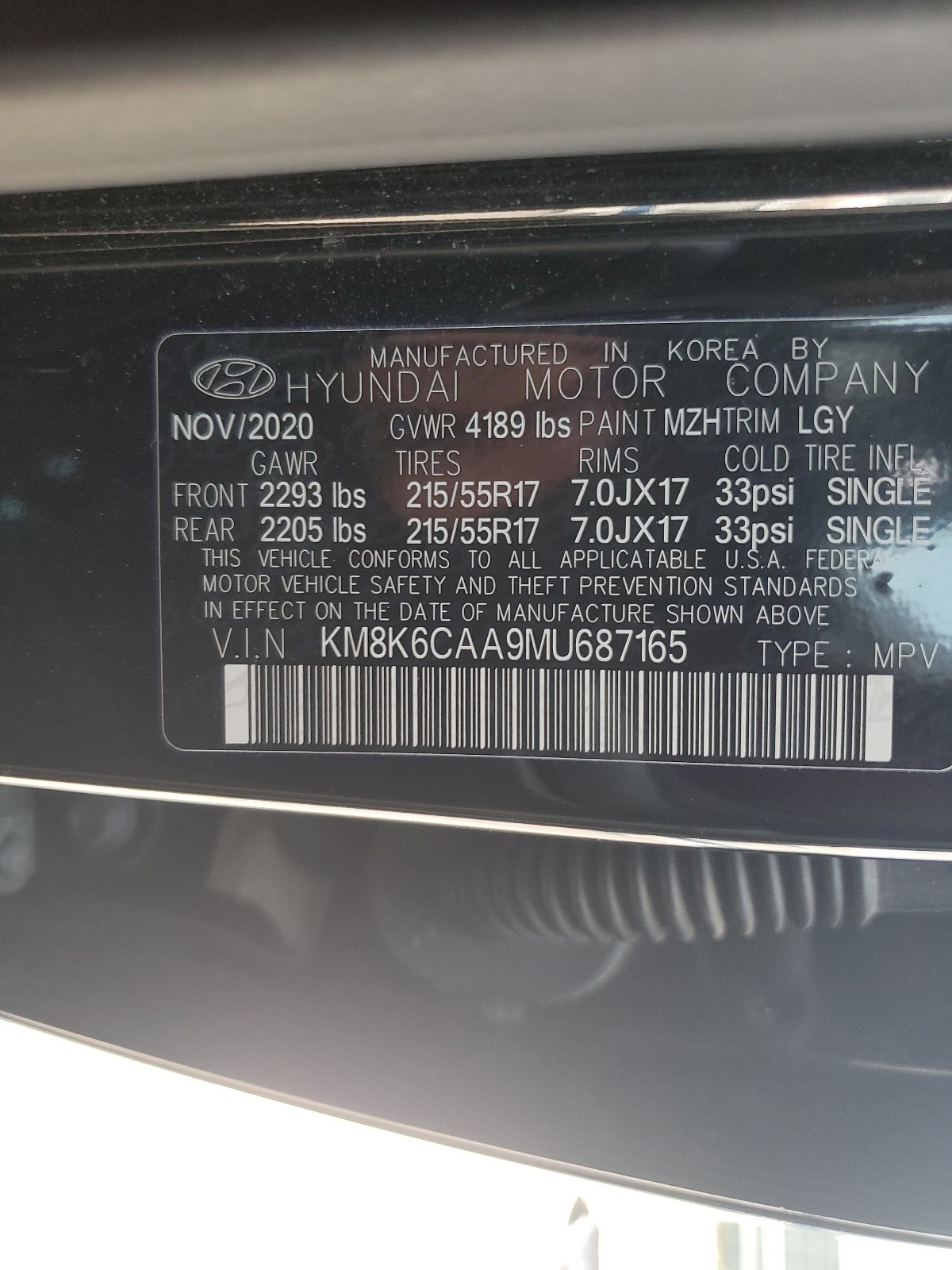 KM8K6CAA9MU687165 2021 Hyundai Kona Sel Plus