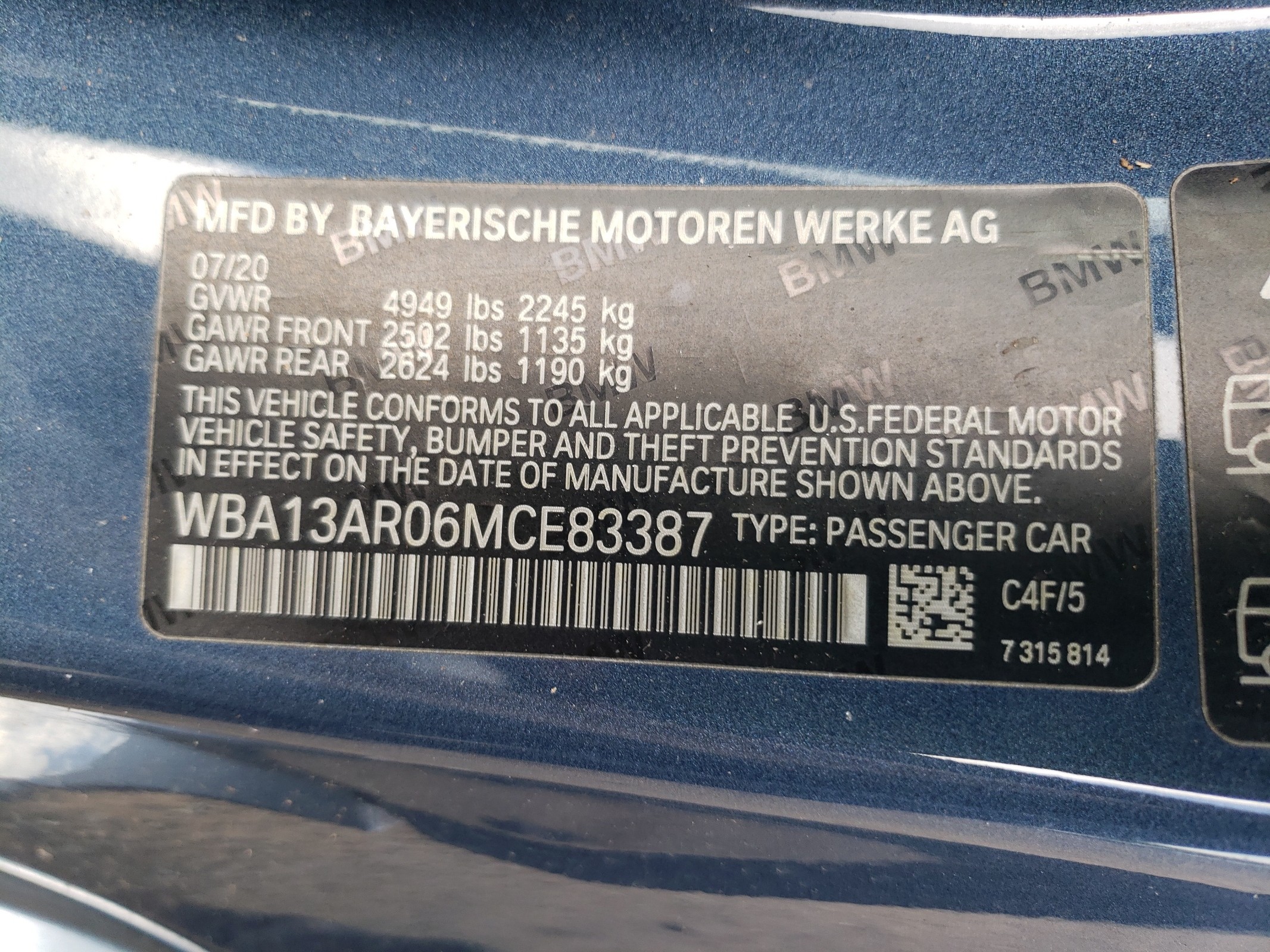 WBA13AR06MCE83387 2021 BMW M440Xi