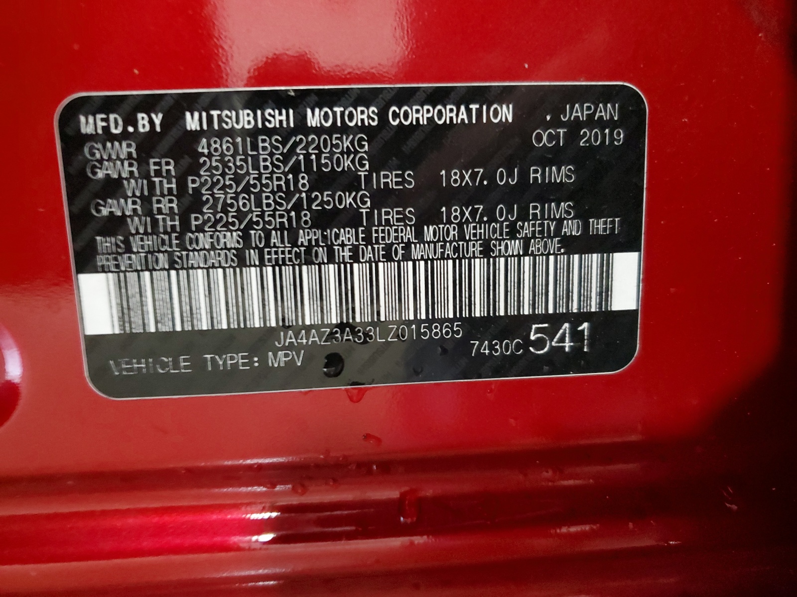 JA4AZ3A33LZ015865 2020 Mitsubishi Outlander Se