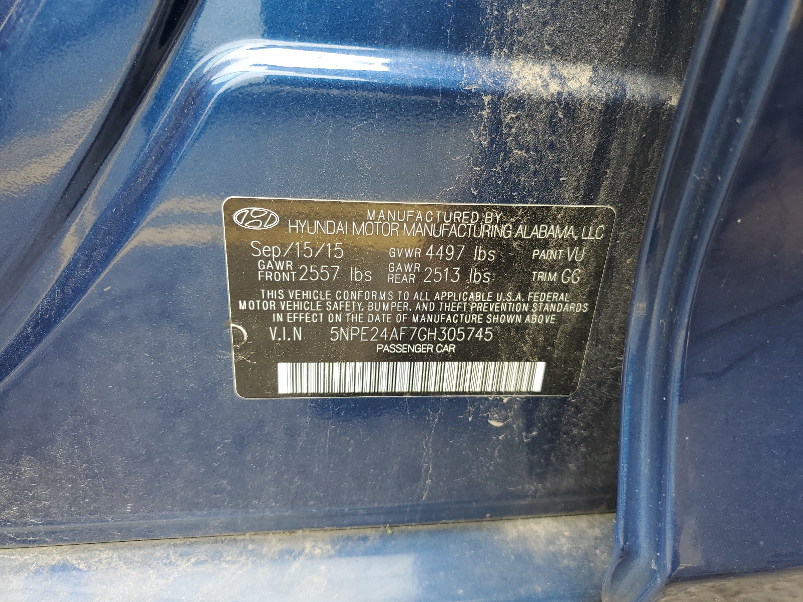 5NPE24AF7GH305745 2016 Hyundai Sonata Se