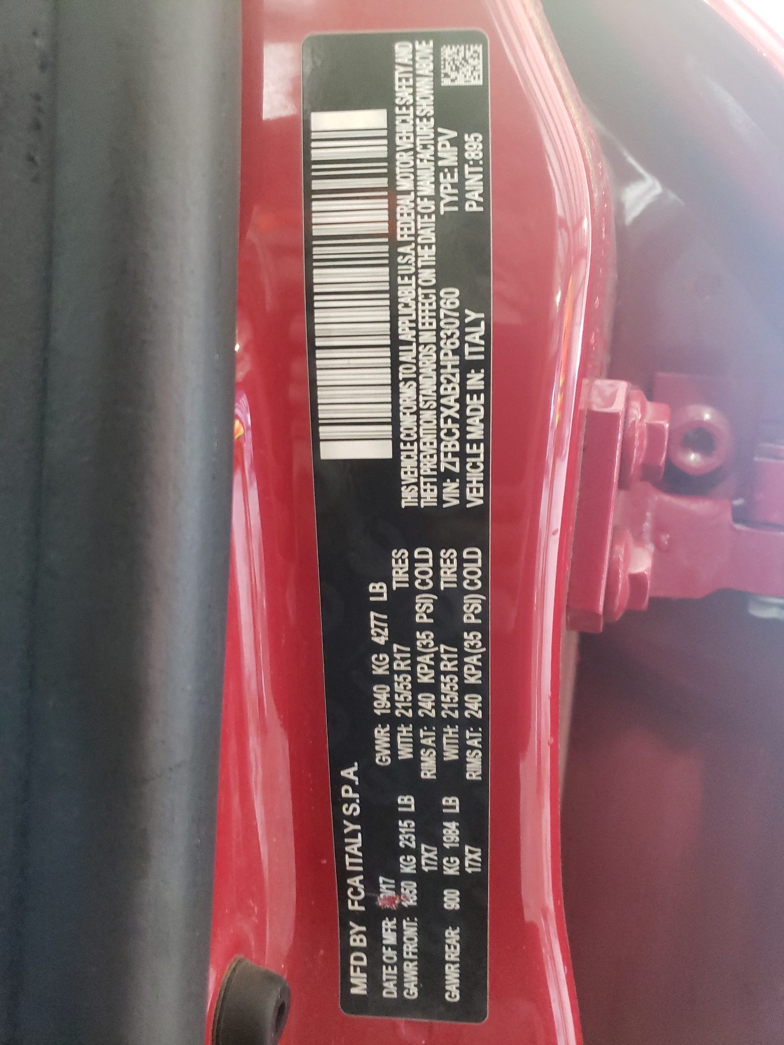 ZFBCFXAB2HP630760 2017 Fiat 500X Pop