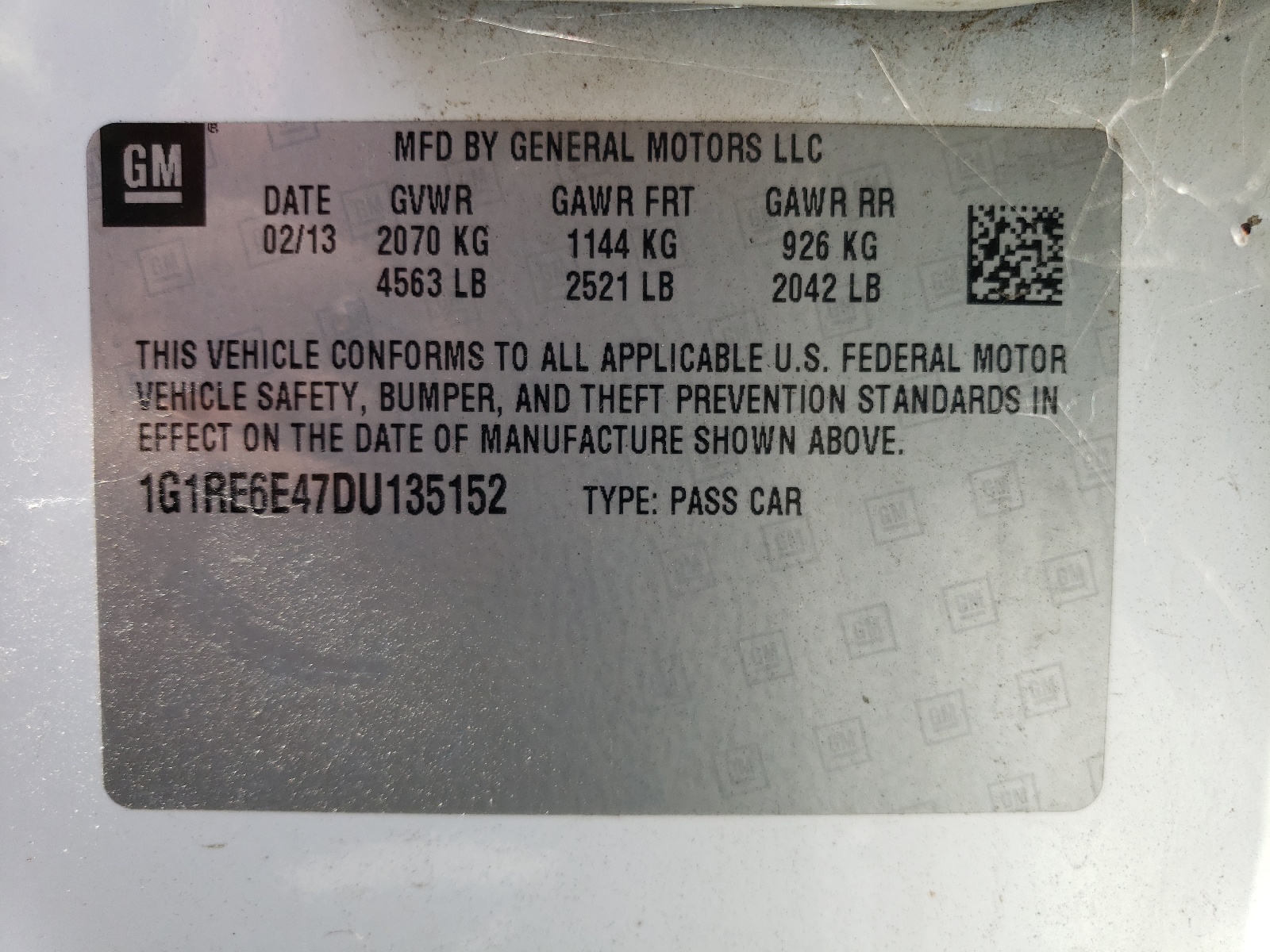 1G1RE6E47DU135152 2013 Chevrolet Volt