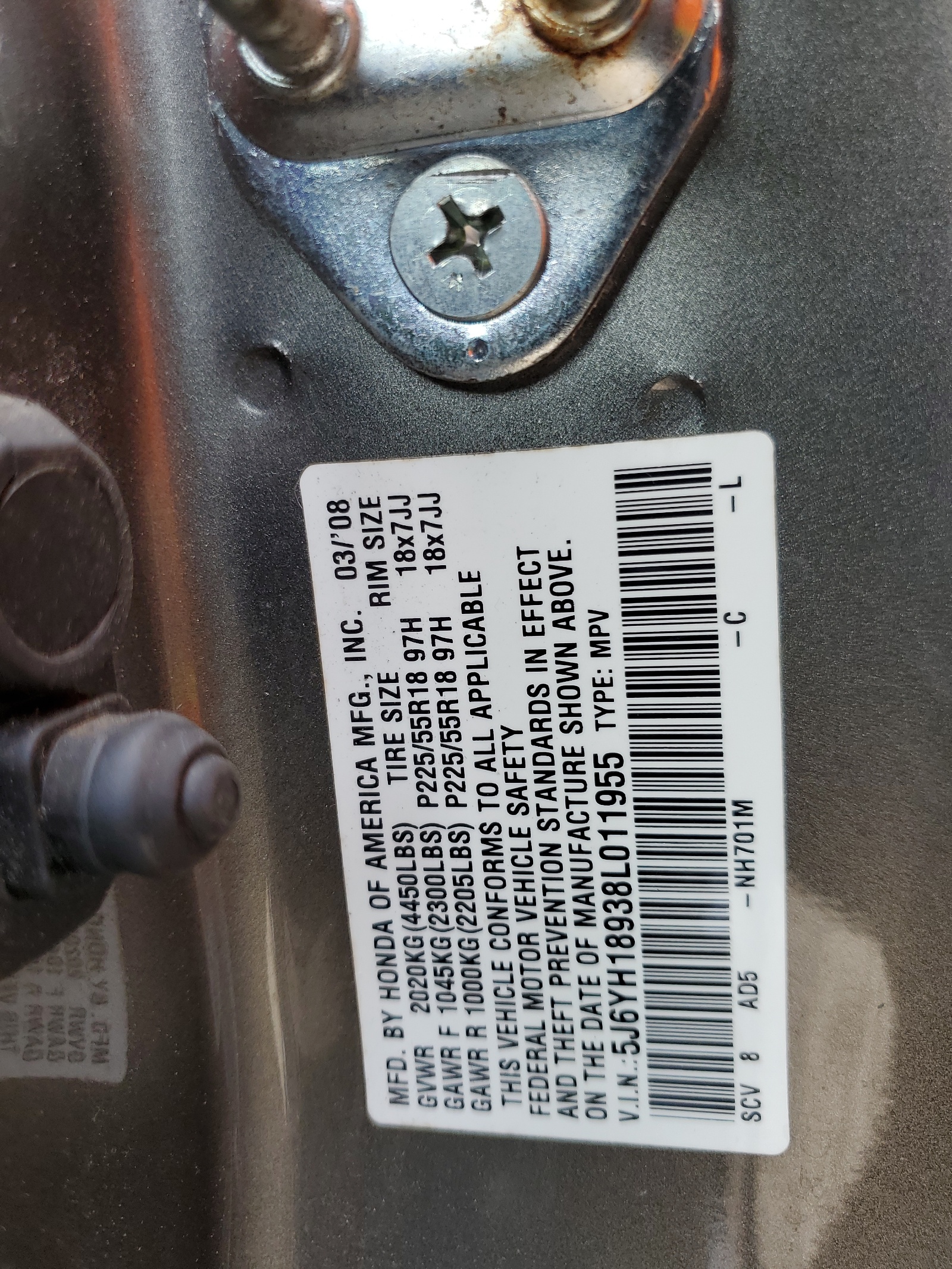 5J6YH18938L011955 2008 Honda Element Sc