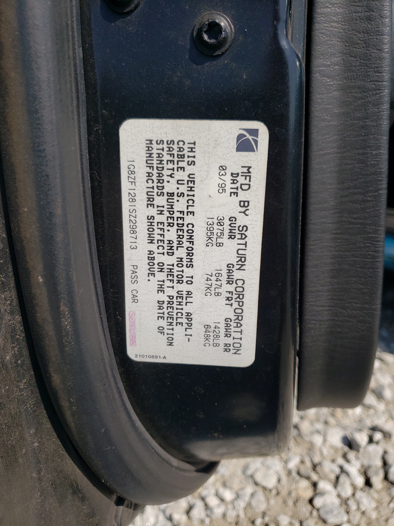 1G8ZF1281SZ298713 1995 Saturn Sc1