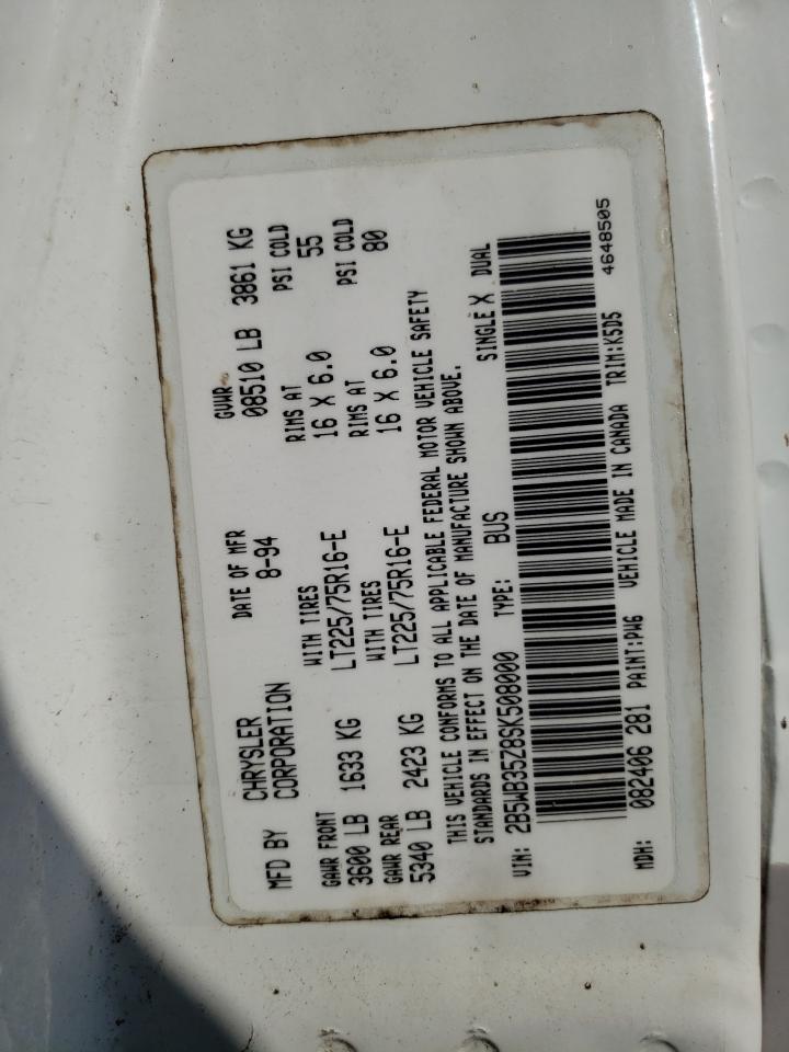 1995 Dodge Ram Wagon B3500 VIN: 2B5WB35Z8SK508000 Lot: 60758004