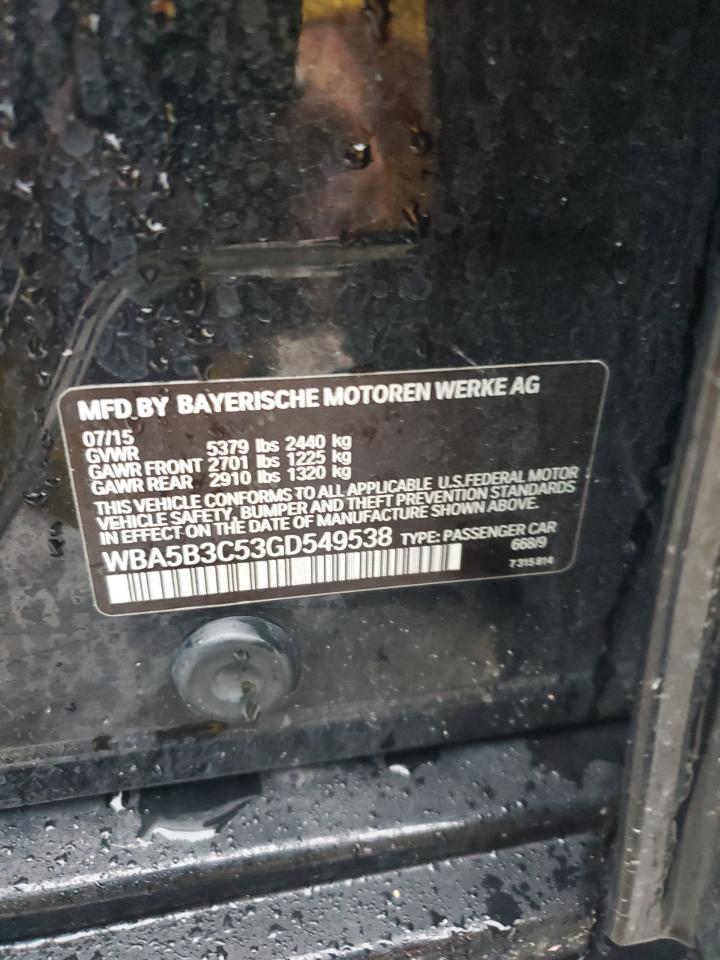 2016 BMW 535 Xi VIN: WBA5B3C53GD549538 Lot: 64483834