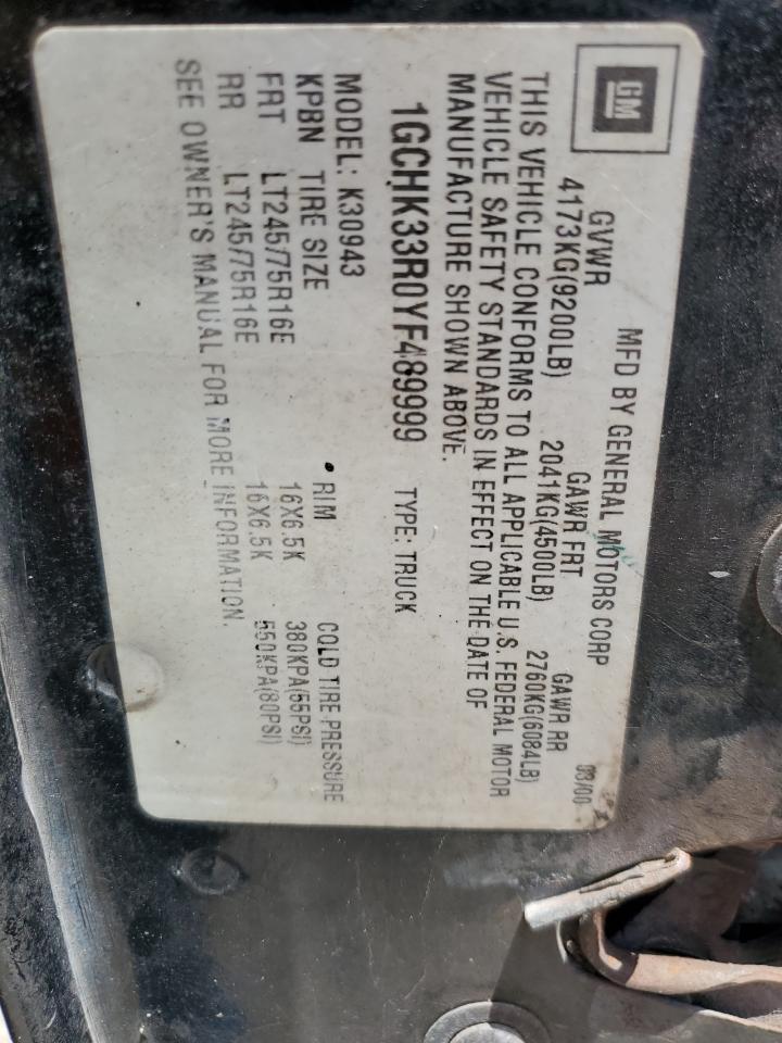 2000 Chevrolet Gmt-400 K3500 VIN: 1GCHK33R0YF489999 Lot: 59700124