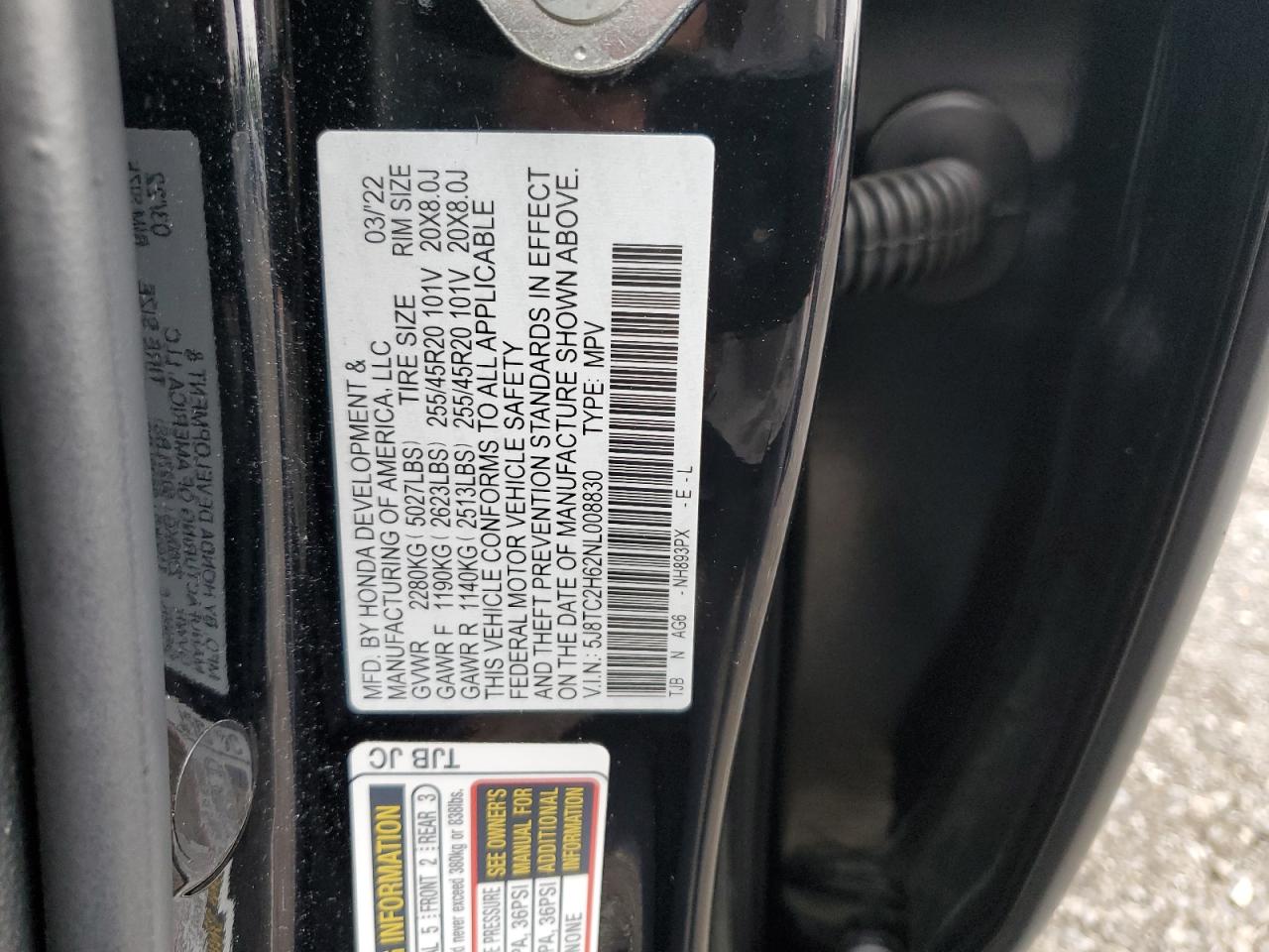 5J8TC2H62NL008830 2022 Acura Rdx A-Spec