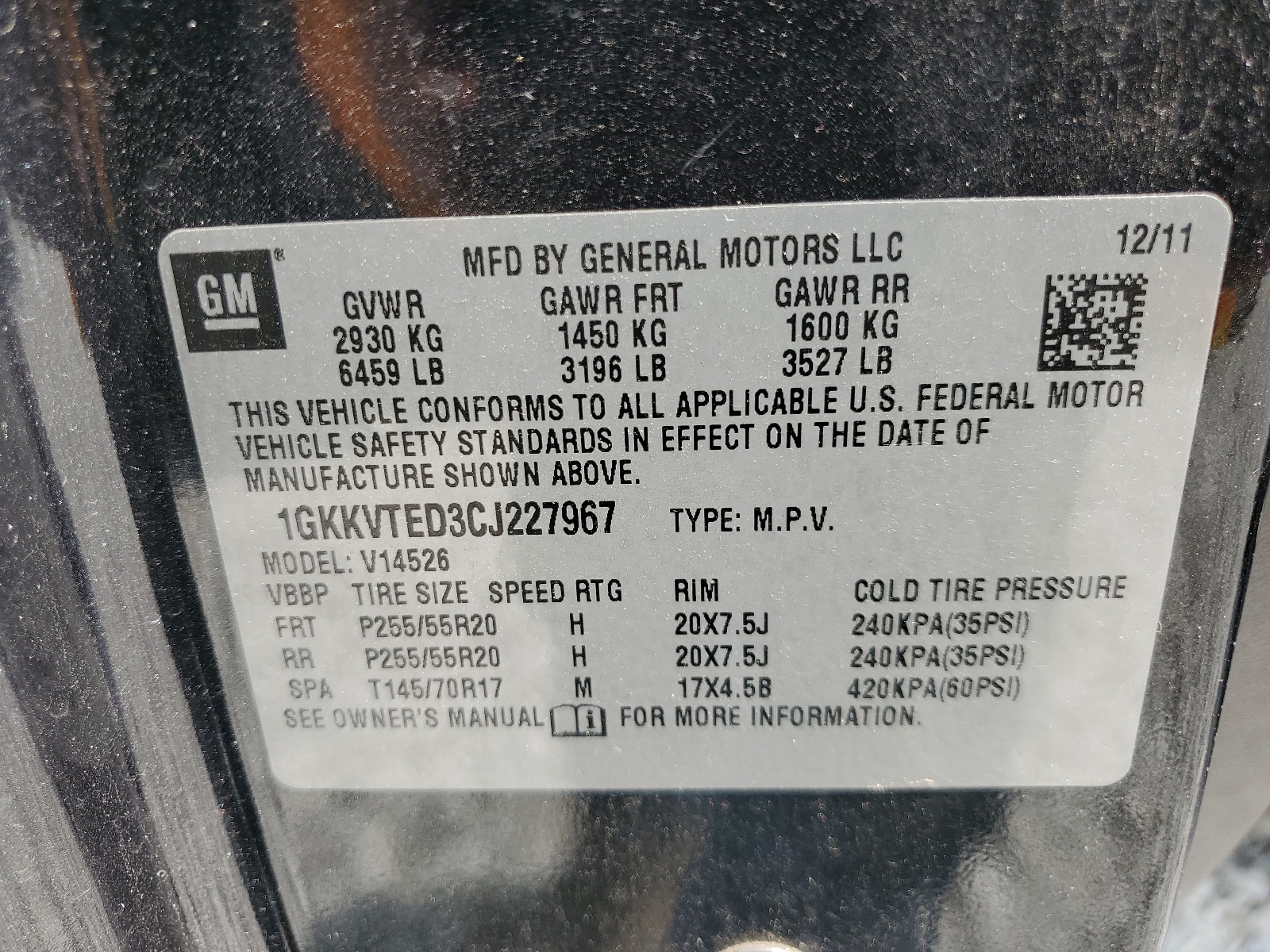 1GKKVTED3CJ227967 2012 GMC Acadia Denali