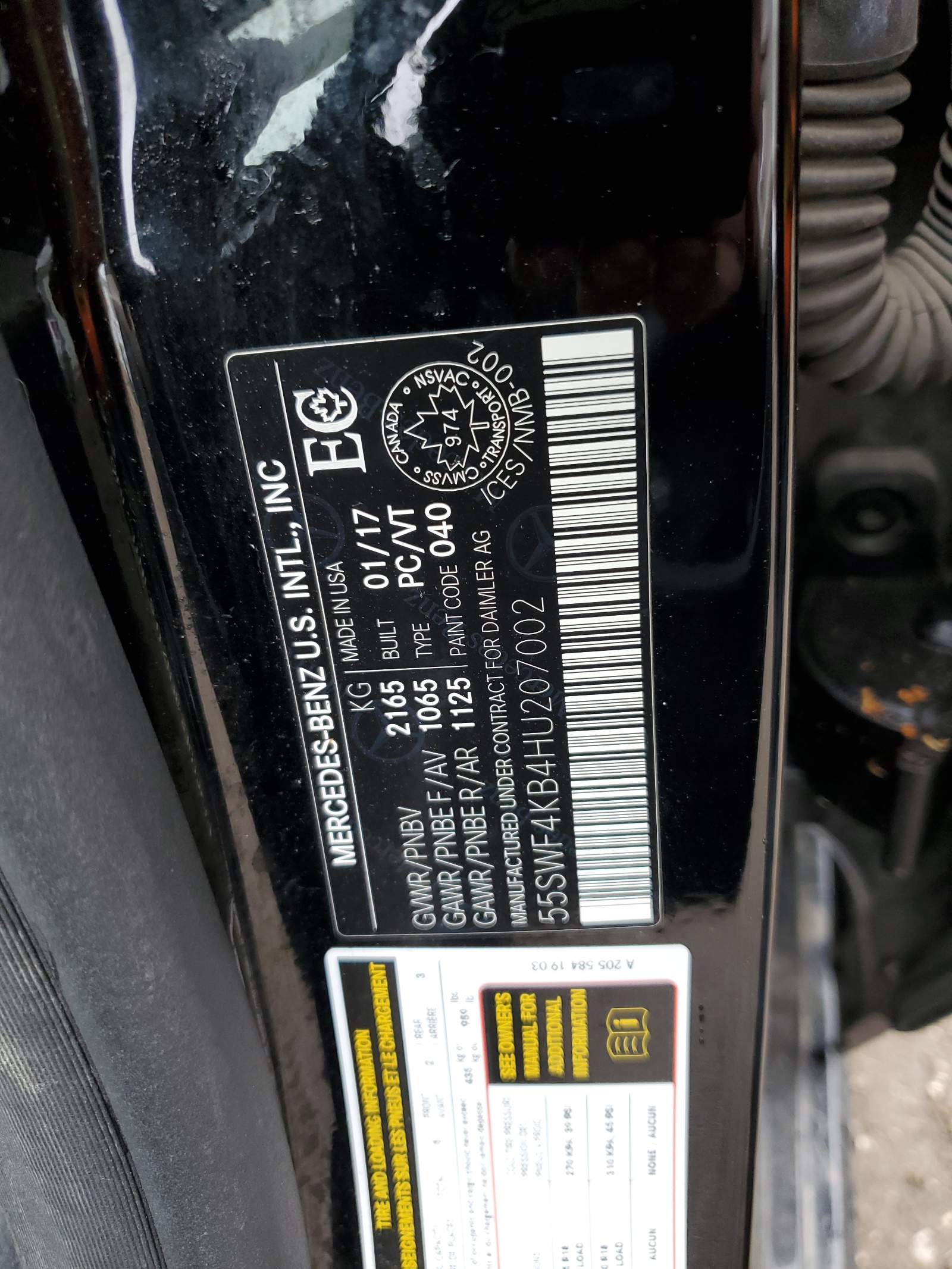 55SWF4KB4HU207002 2017 Mercedes-Benz C 300 4Matic