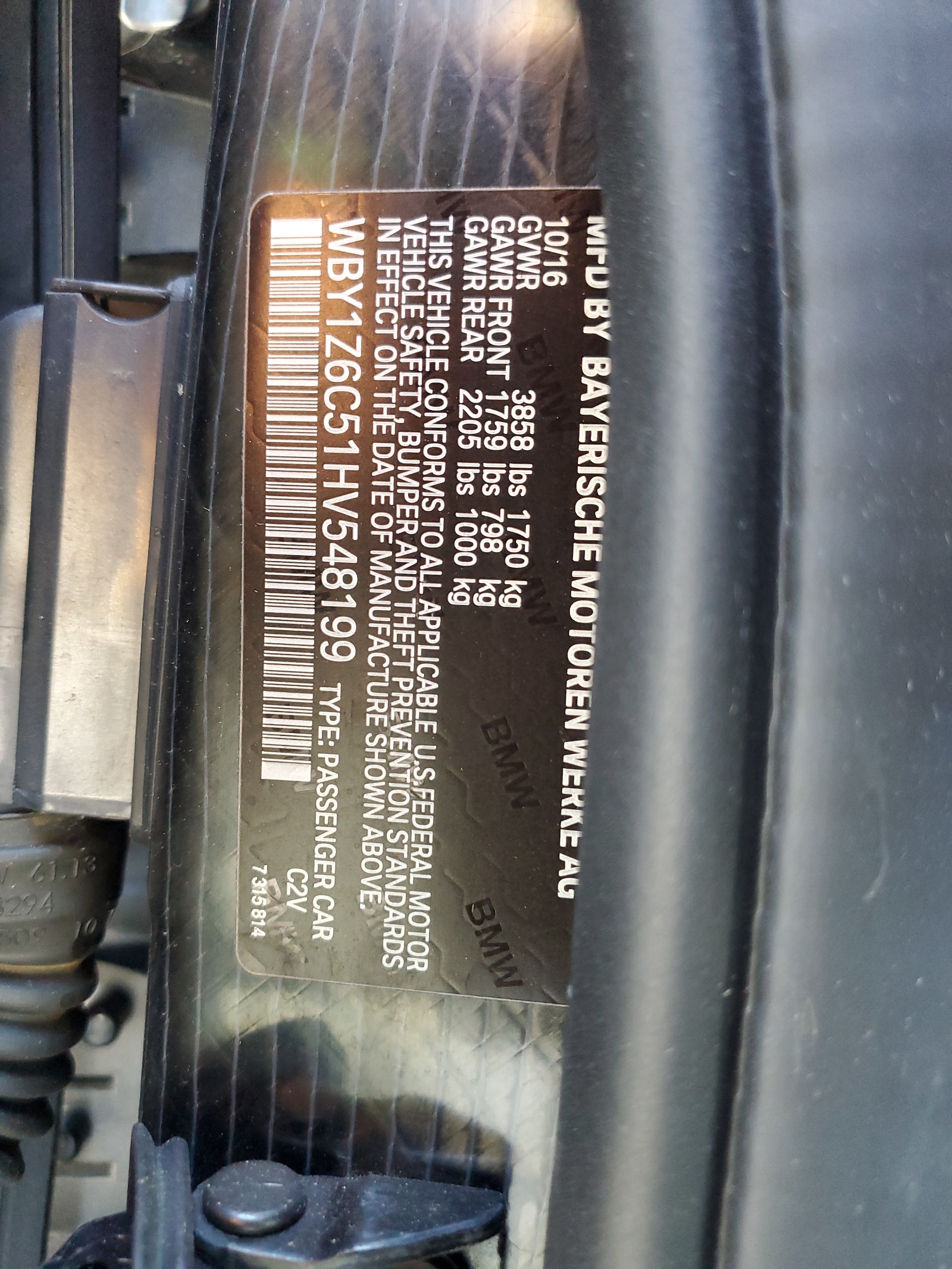 WBY1Z6C51HV548199 2017 BMW I3 Bev