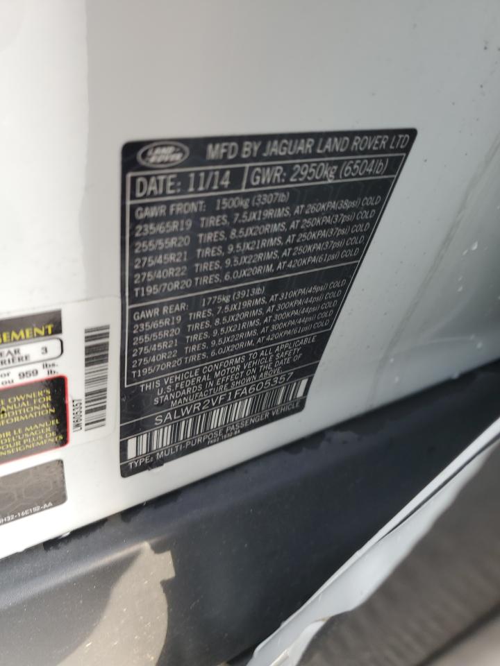 2015 Land Rover Range Rover Sport Hse VIN: SALWR2VF1FA605357 Lot: 62991504