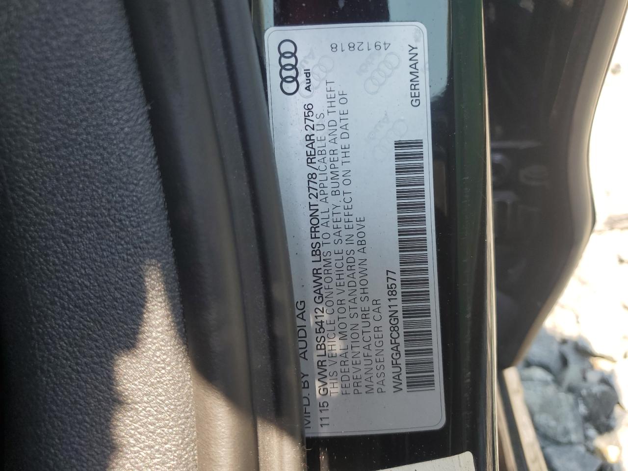 2016 Audi A6 Premium Plus VIN: WAUFGAFC8GN118577 Lot: 62738324