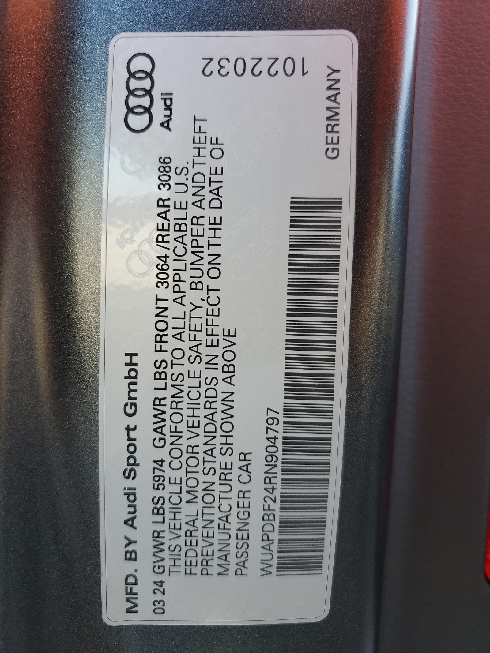 WUAPDBF24RN904797 2024 Audi Rs7