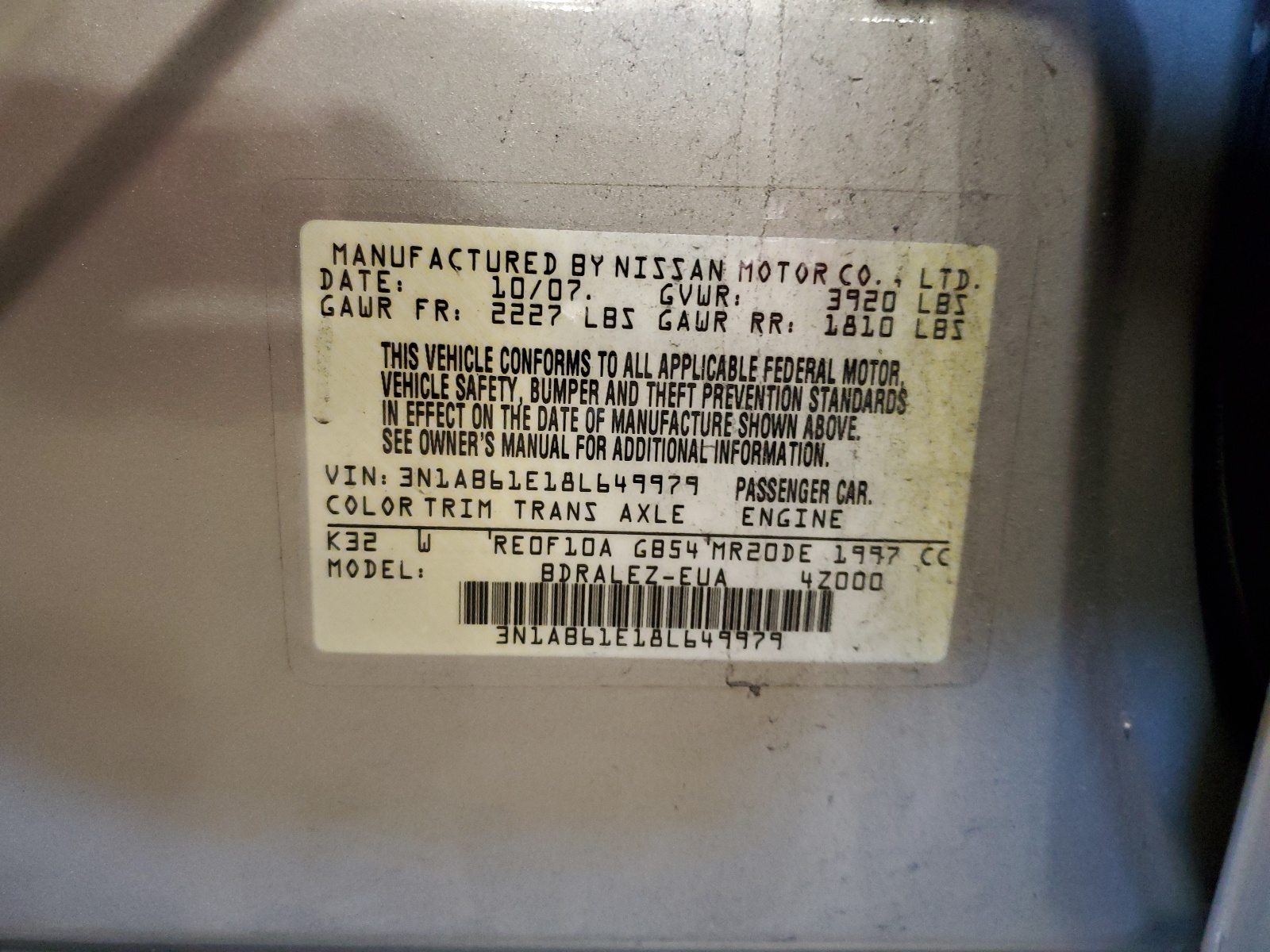 3N1AB61E18L649979 2008 Nissan Sentra 2.0