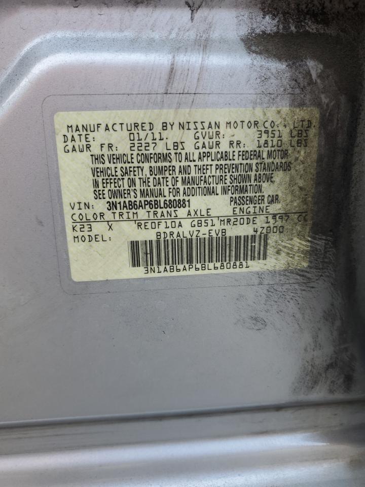 2011 Nissan Sentra 2.0 VIN: 3N1AB6AP6BL680881 Lot: 63649874