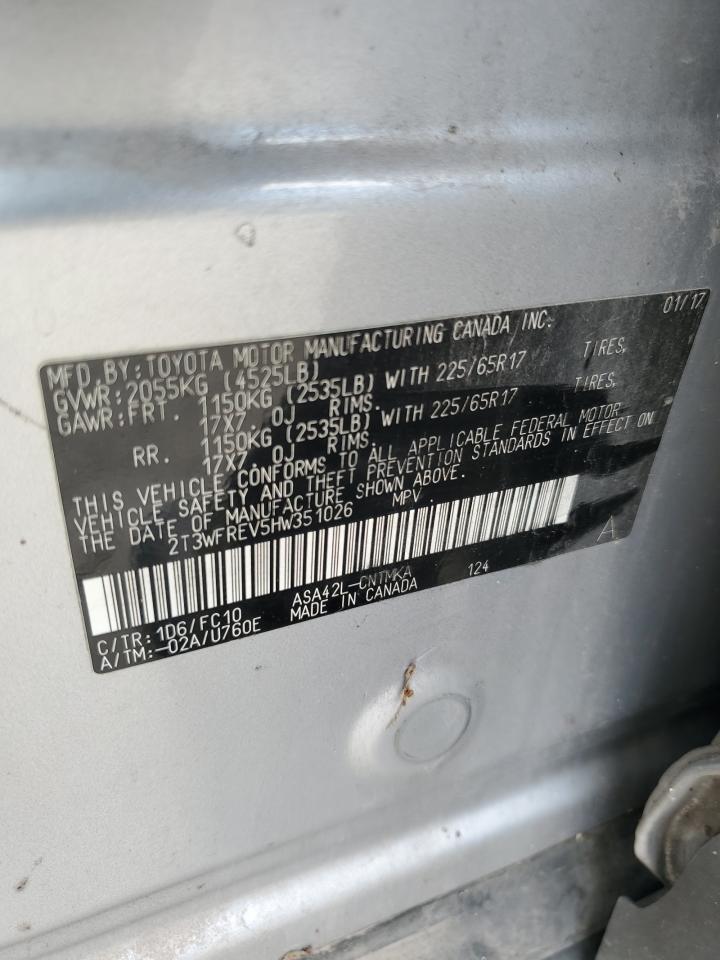 2017 Toyota Rav4 Xle VIN: 2T3WFREV5HW351026 Lot: 64654584