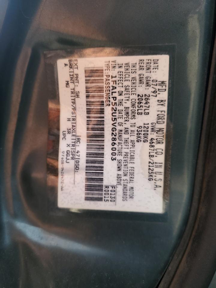 1997 Ford Taurus Gl VIN: 1FALP52U5VG286003 Lot: 61612844