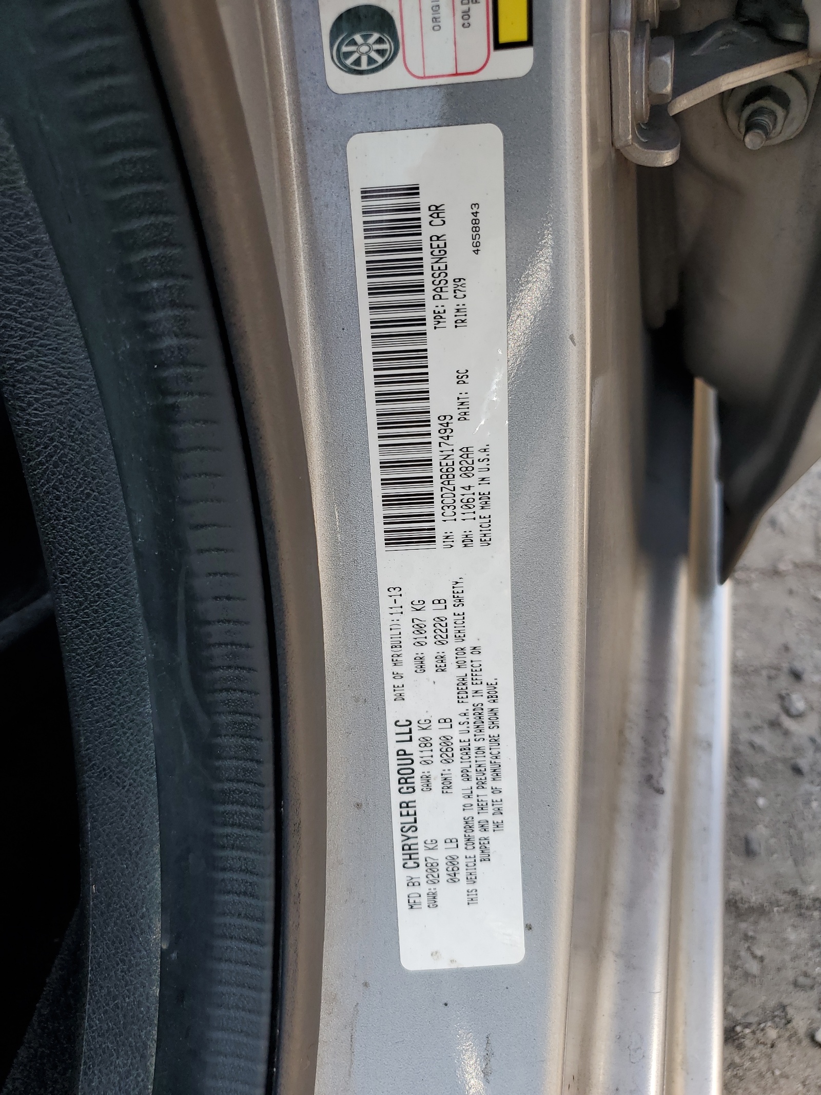 1C3CDZAB6EN174949 2014 Dodge Avenger Se