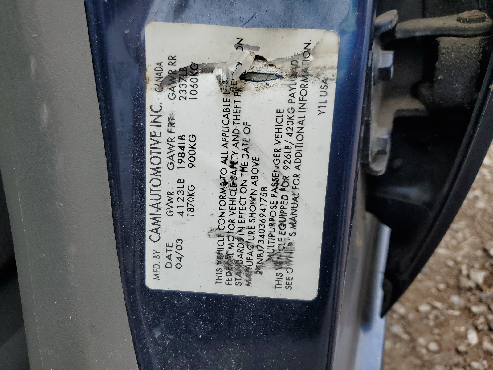 2CNBJ734036941758 2003 Chevrolet Tracker Zr2