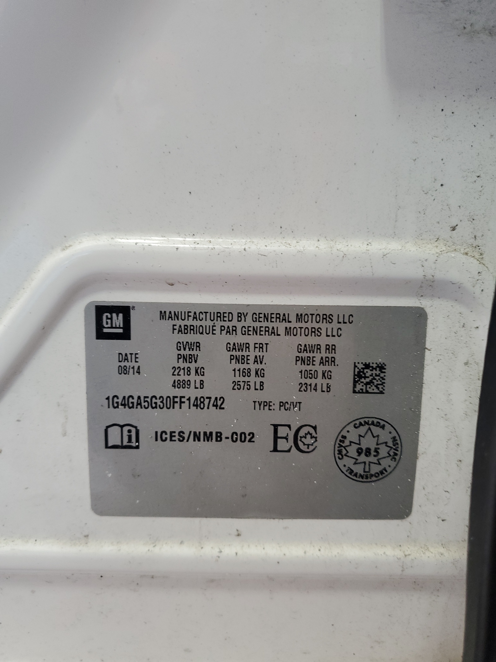 1G4GA5G30FF148742 2015 Buick Lacrosse