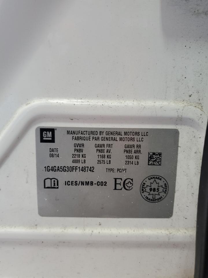 2015 Buick Lacrosse VIN: 1G4GA5G30FF148742 Lot: 63347764