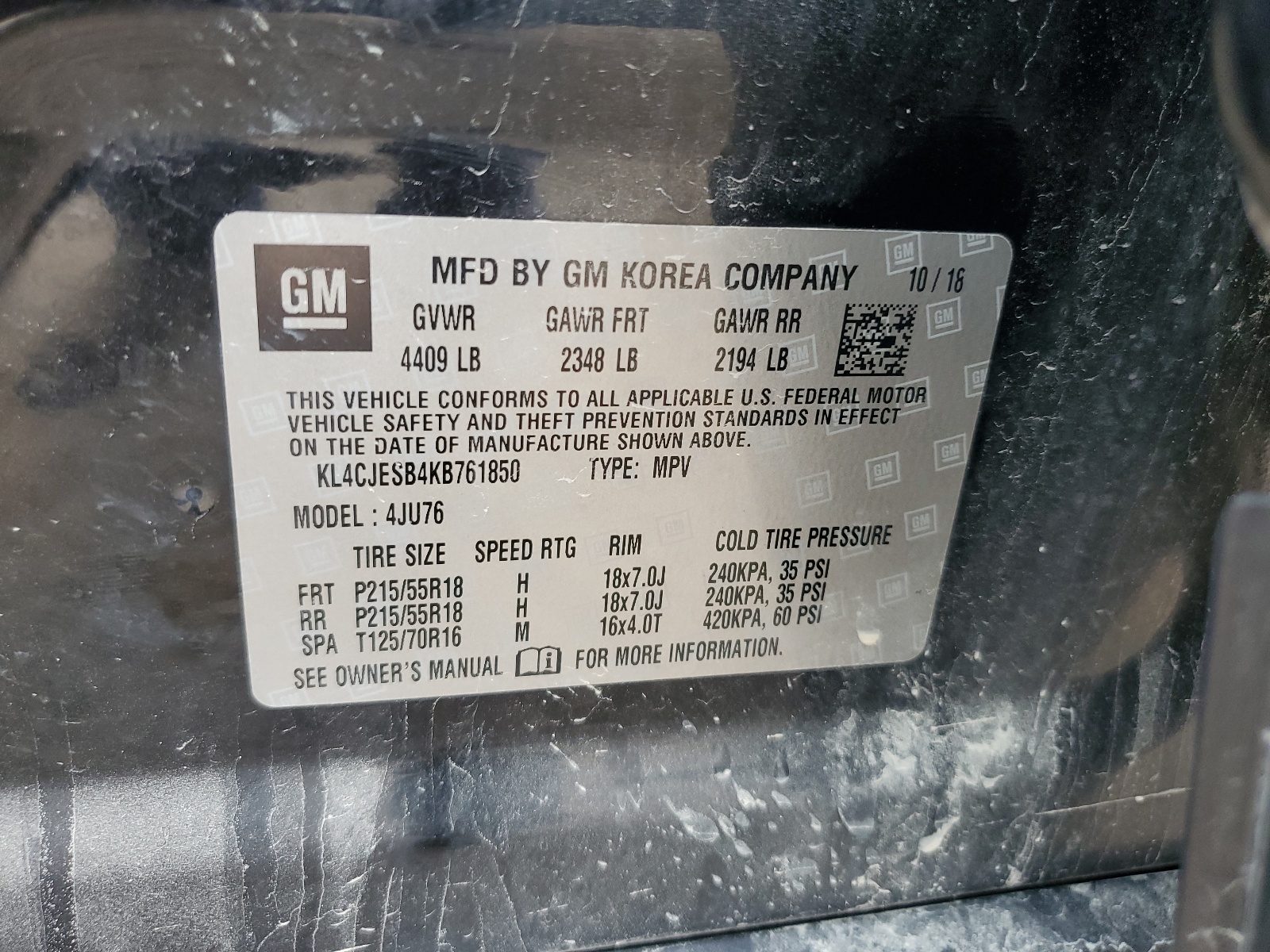 KL4CJESB4KB761850 2019 Buick Encore Preferred