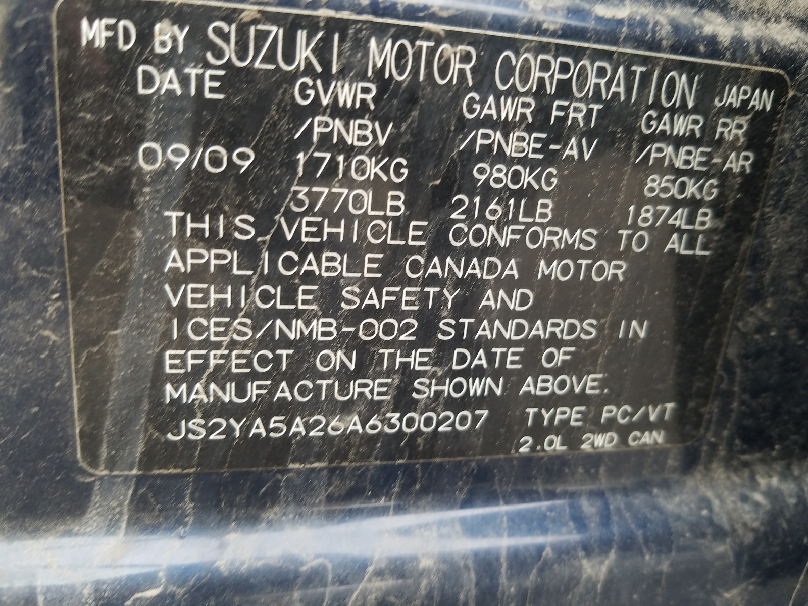 JS2YA5A26A6300207 2010 Suzuki Sx4 Jx